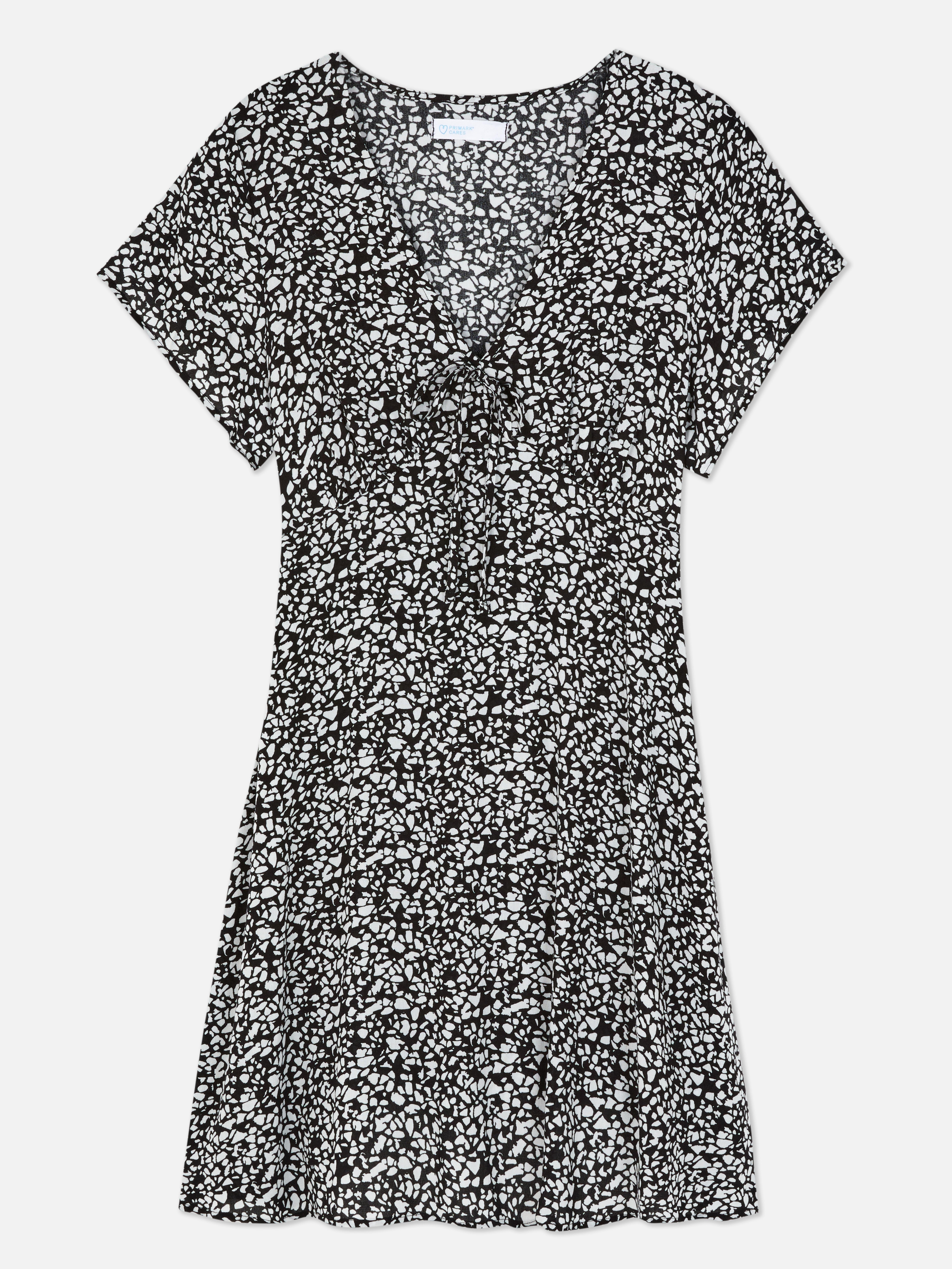 Minikleid mit V-Ausschnitt Schwarz/Weiß