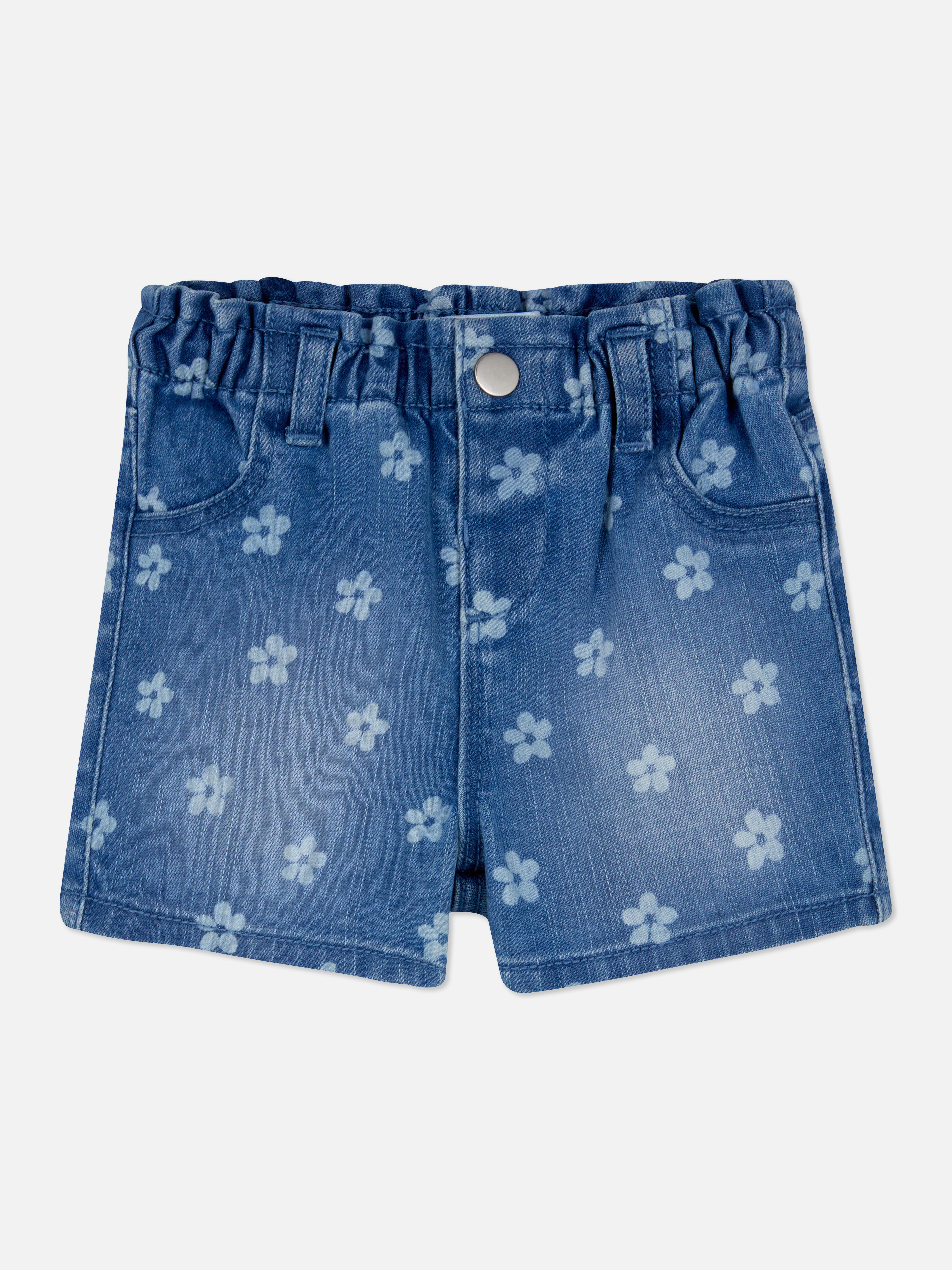 Floral Laser Denim Shorts