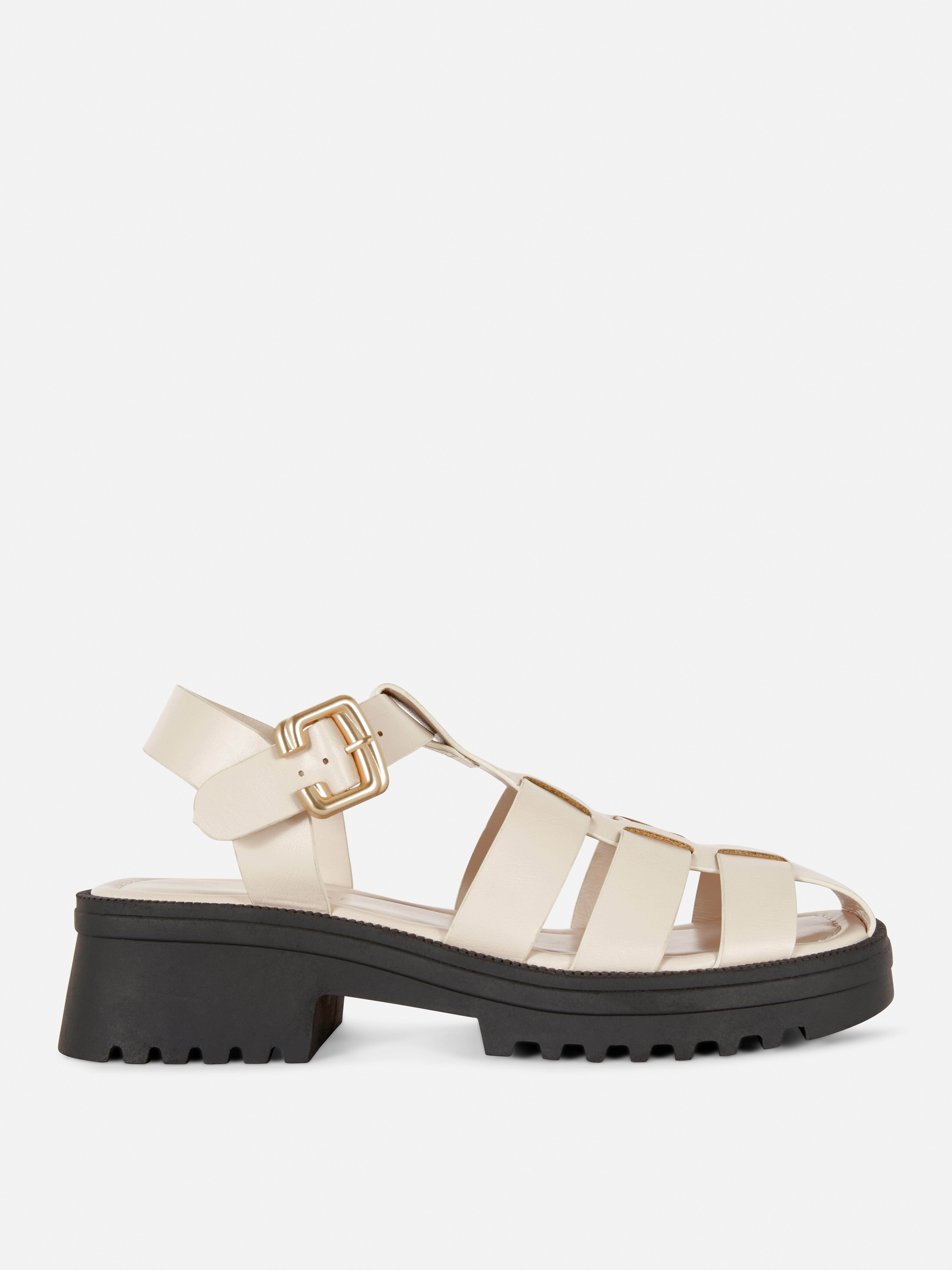 Faux Leather Chunky Sandals
