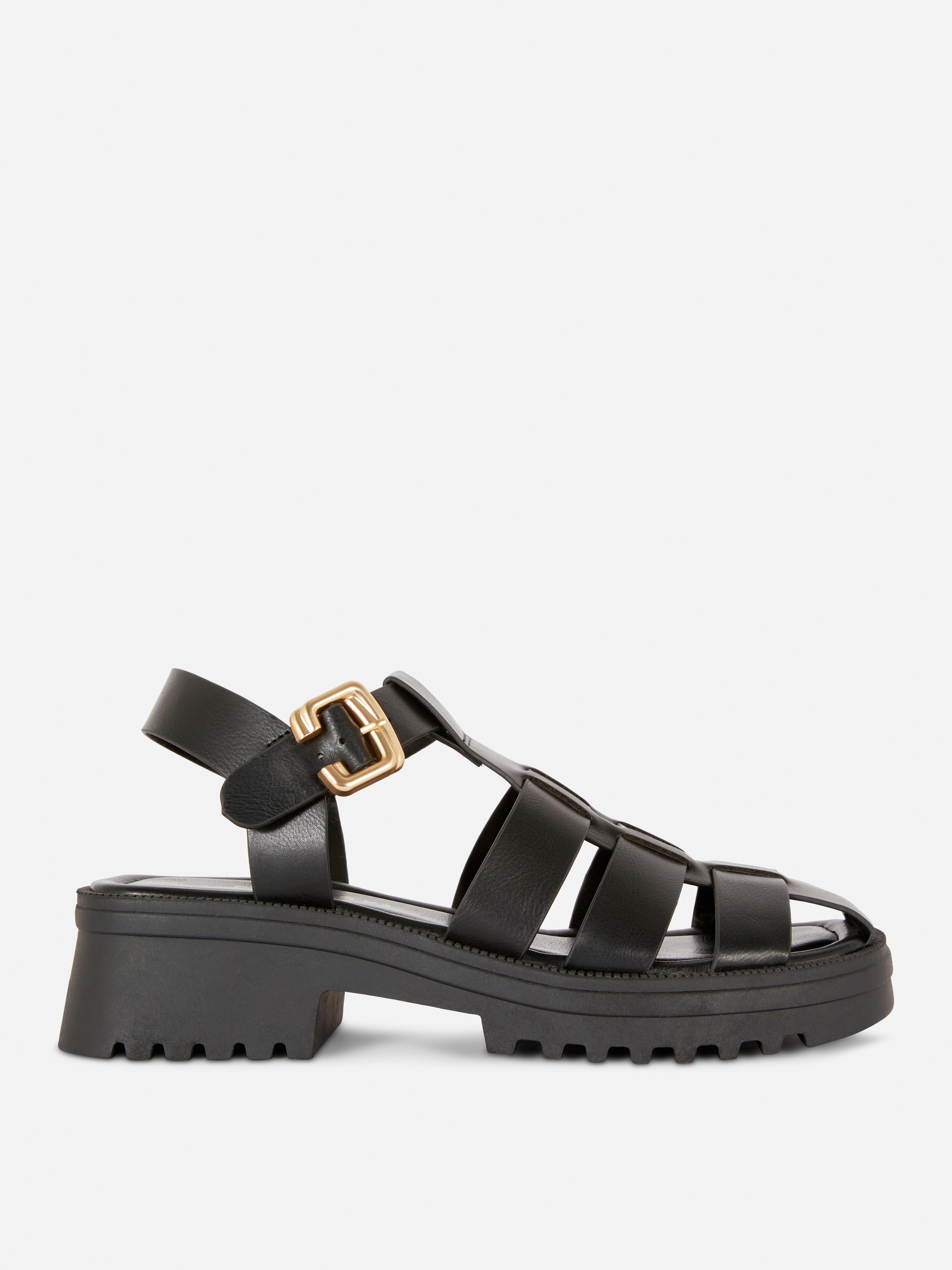 Faux Leather Chunky Sandals