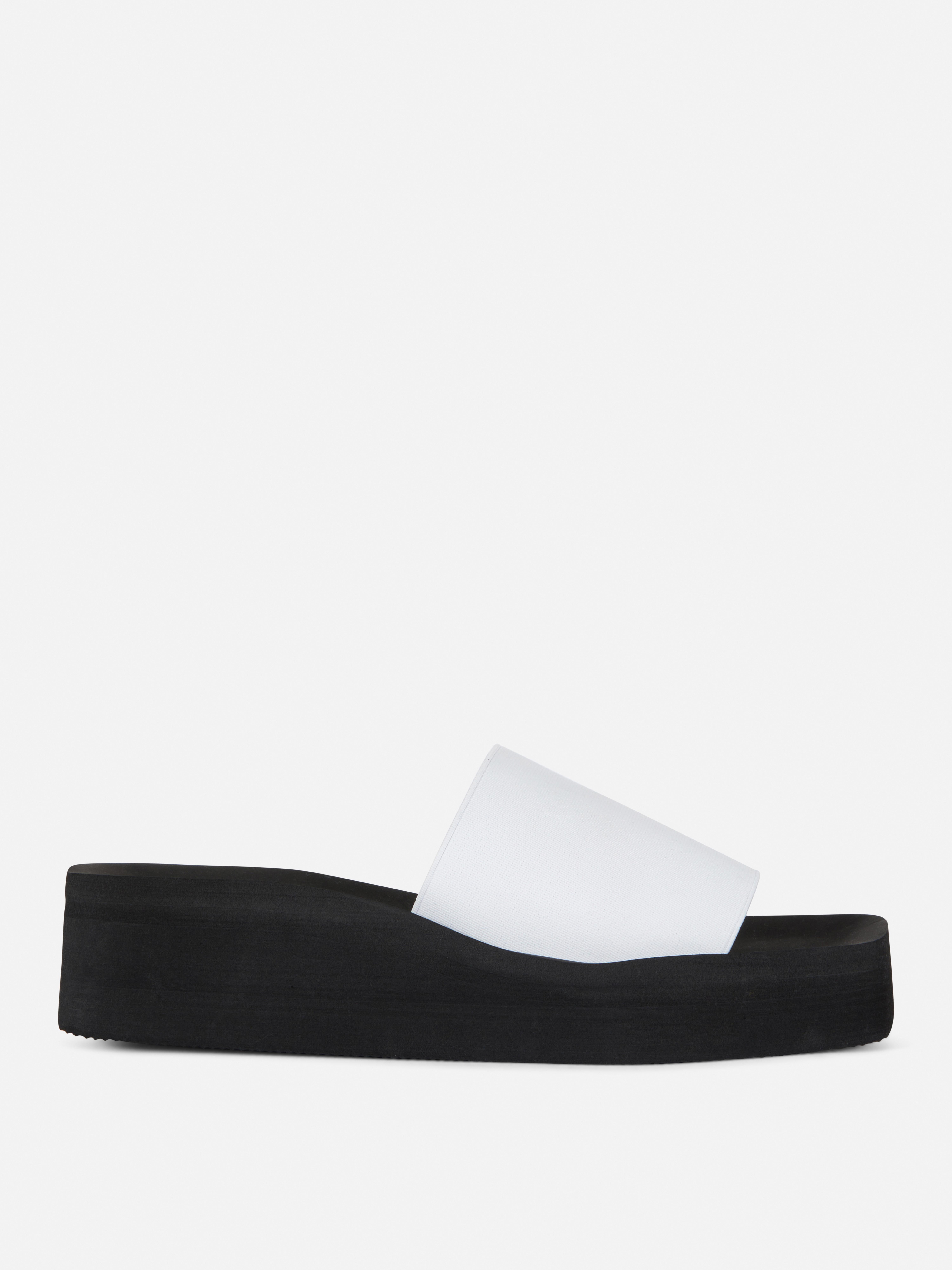 Faux Leather Wedge Slides