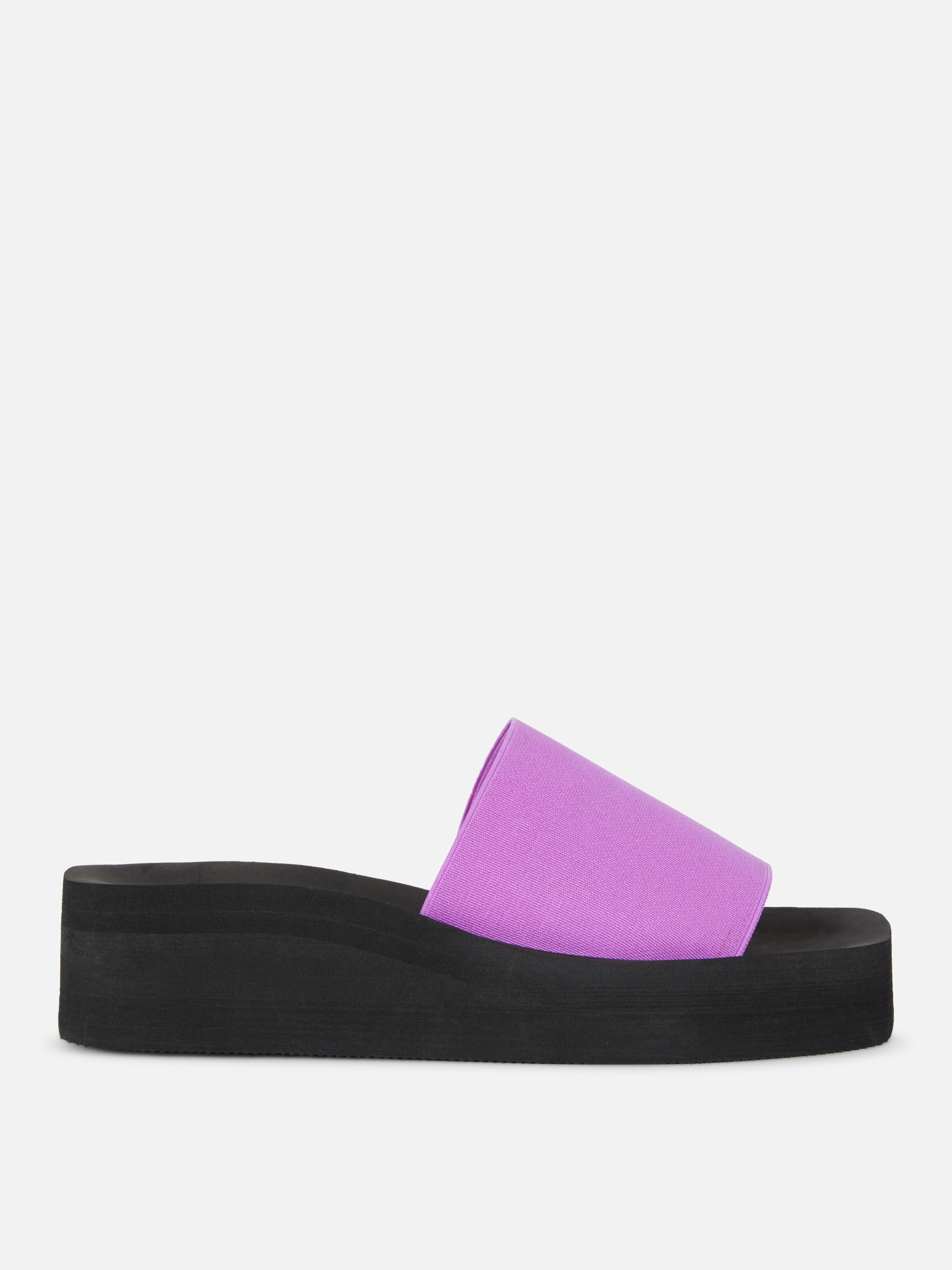 Faux Leather Wedge Slides
