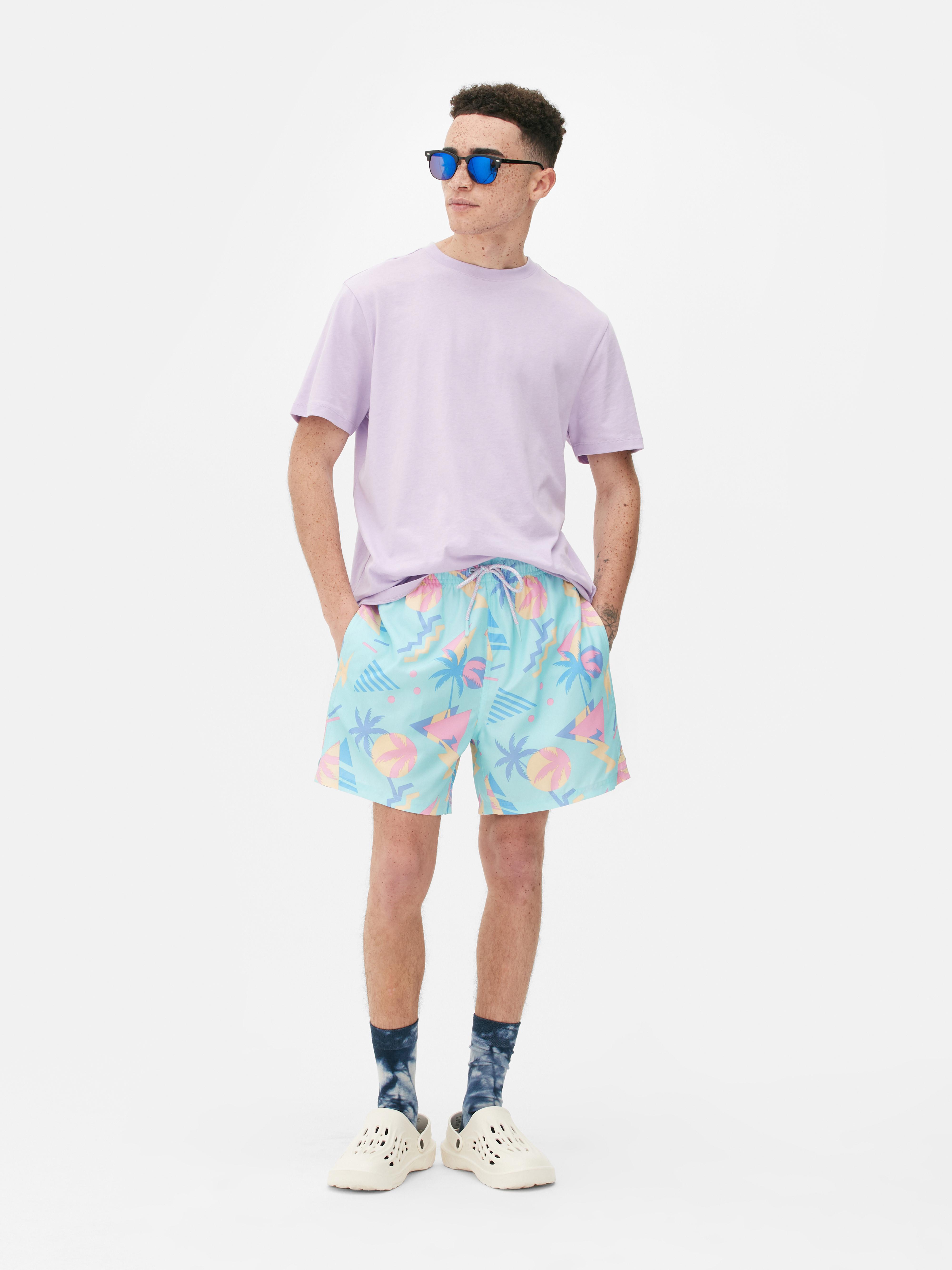 Tropical ‘90s Print Swim Shorts