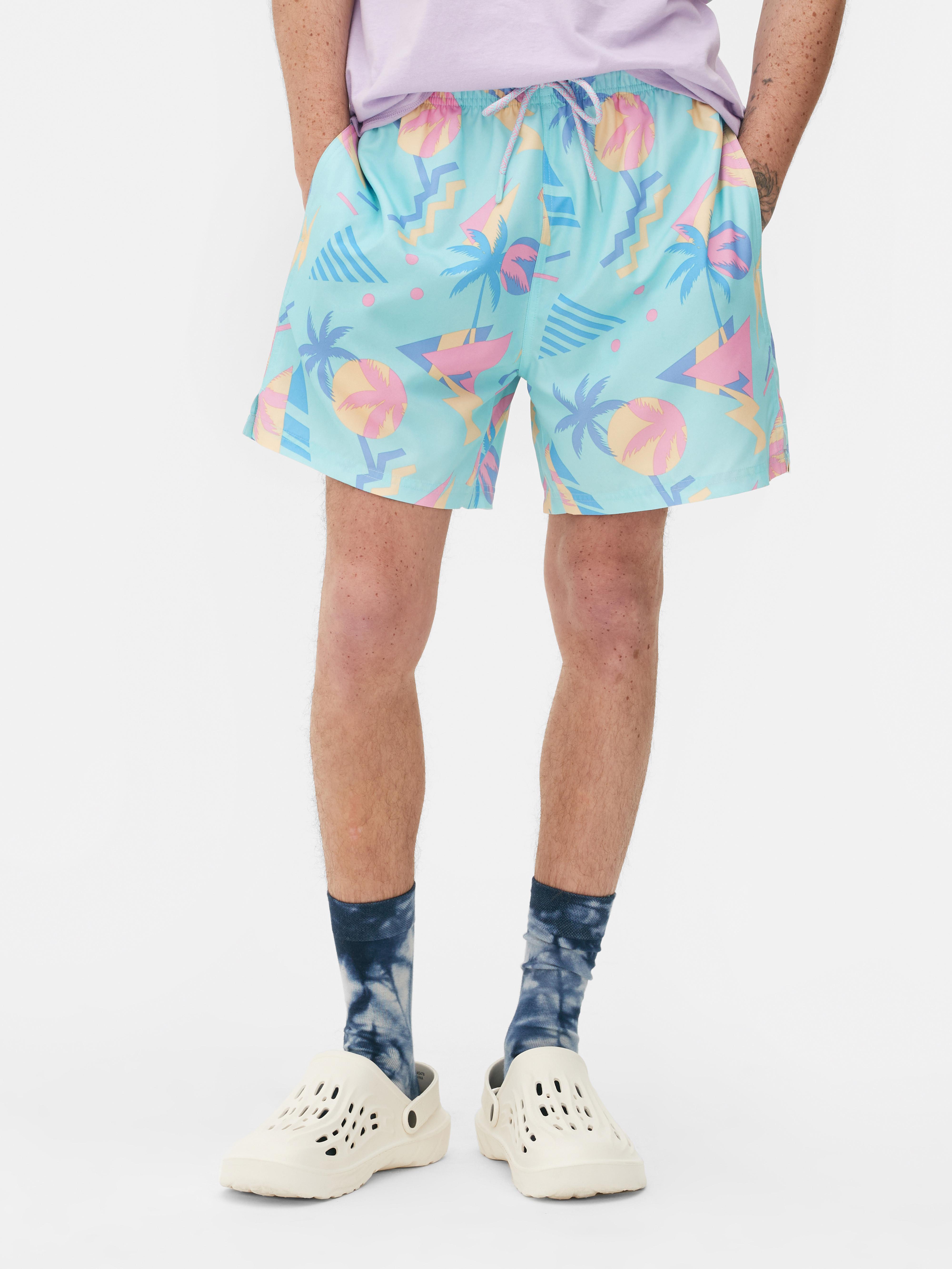 Tropical ‘90s Print Swim Shorts
