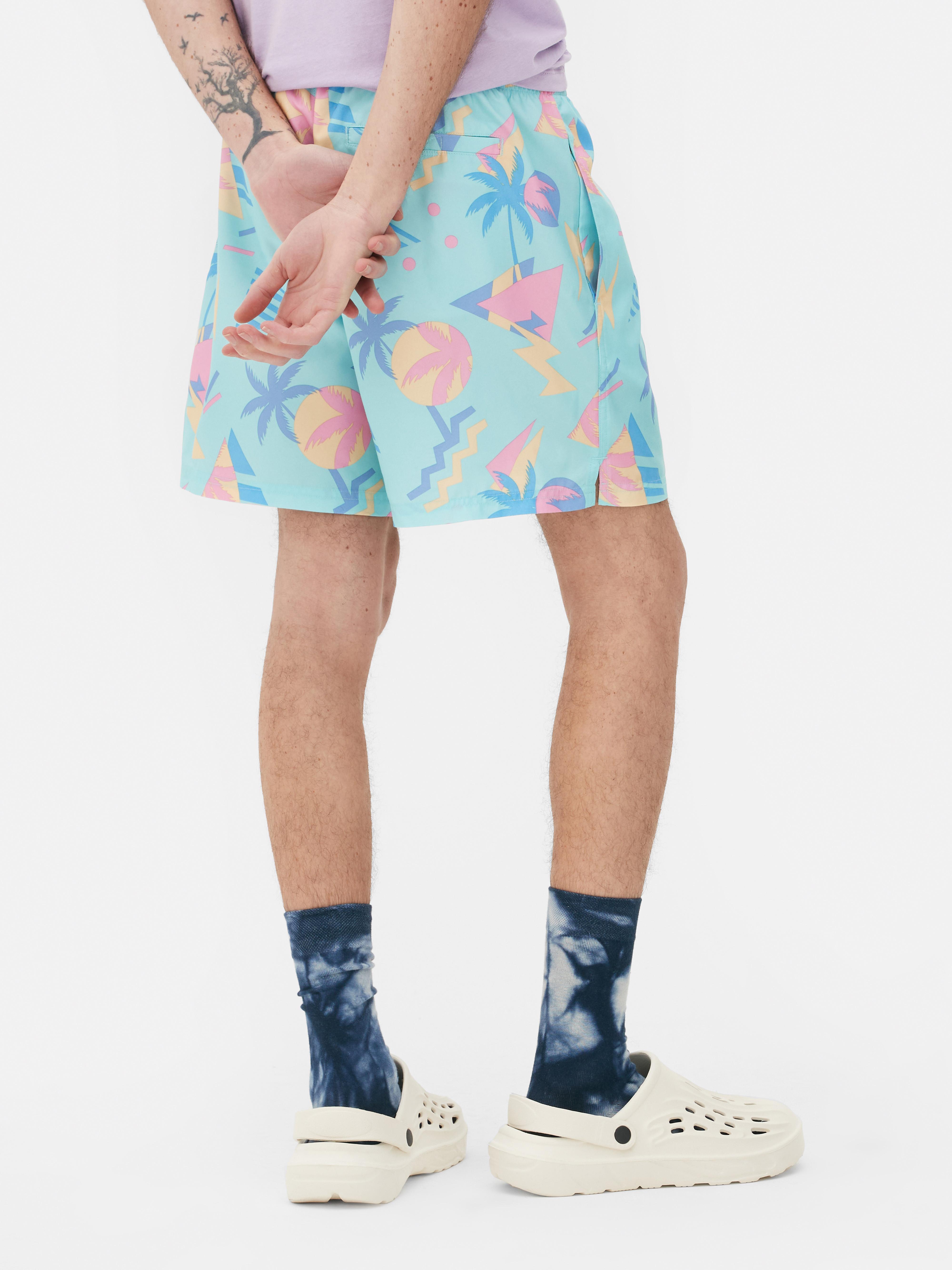 Tropical ‘90s Print Swim Shorts