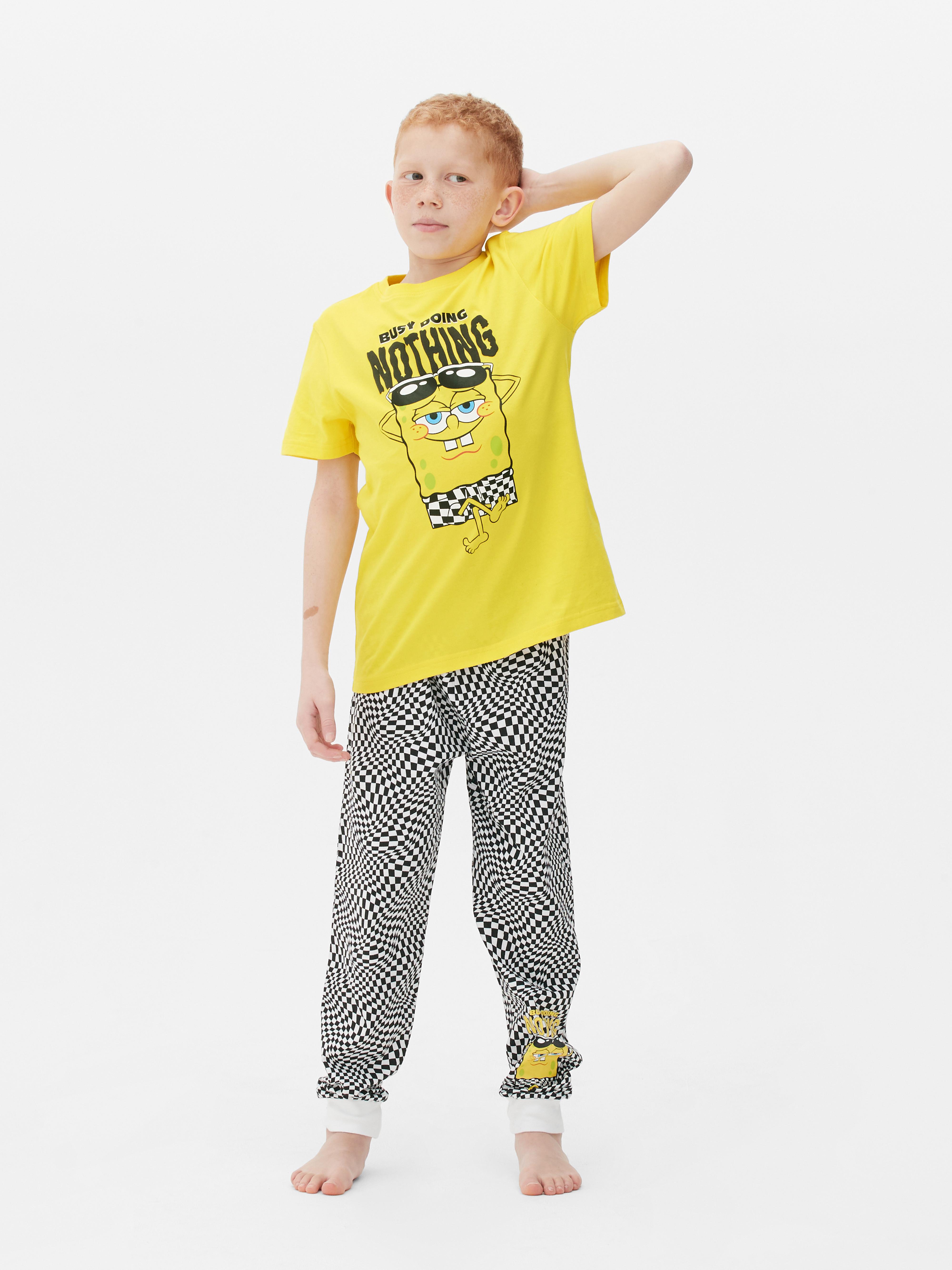 „SpongeBob Schwammkopf“-Schlafanzug mit Schachbrettmuster Gelb