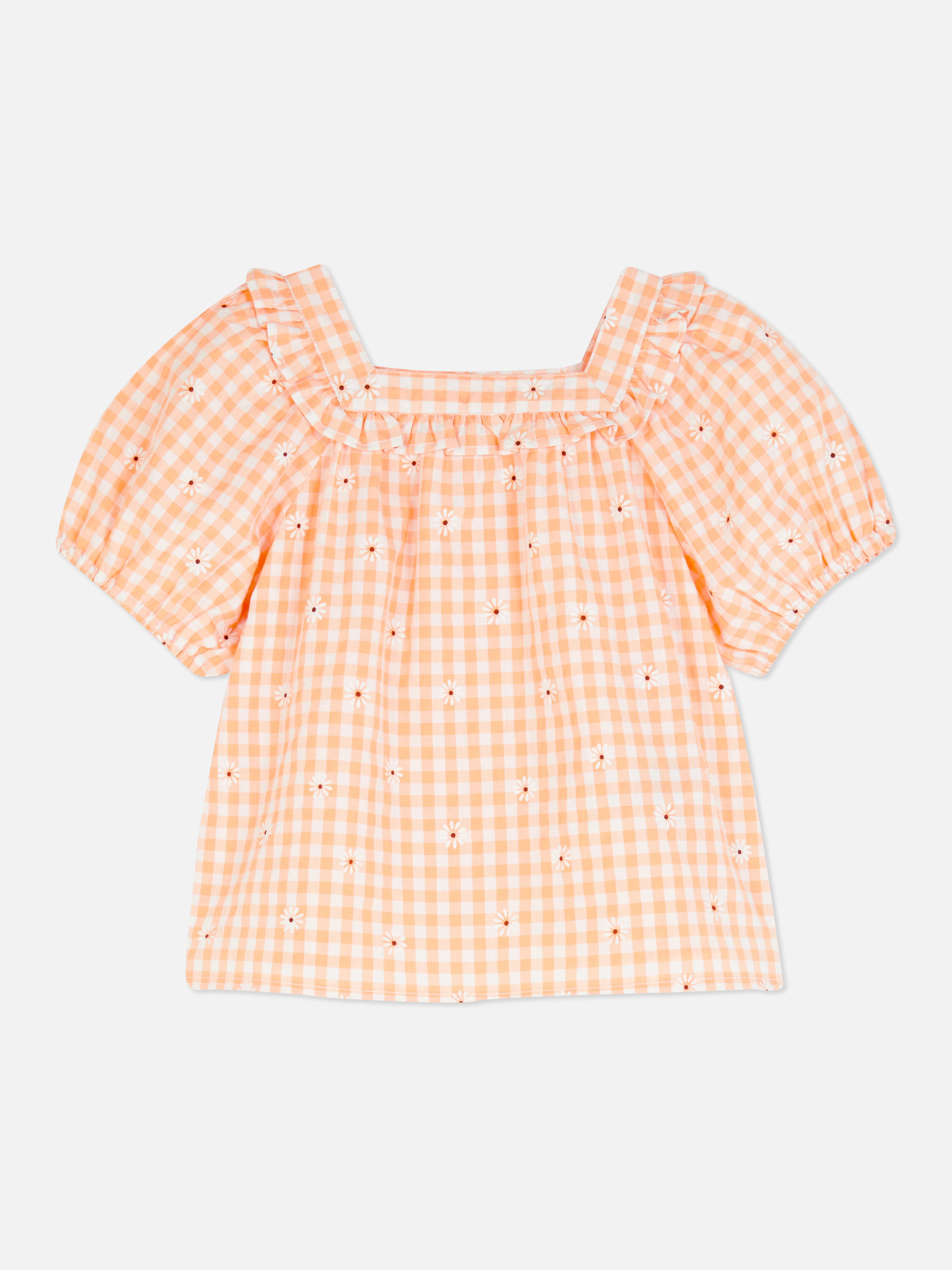 Gingham Floral Blouse