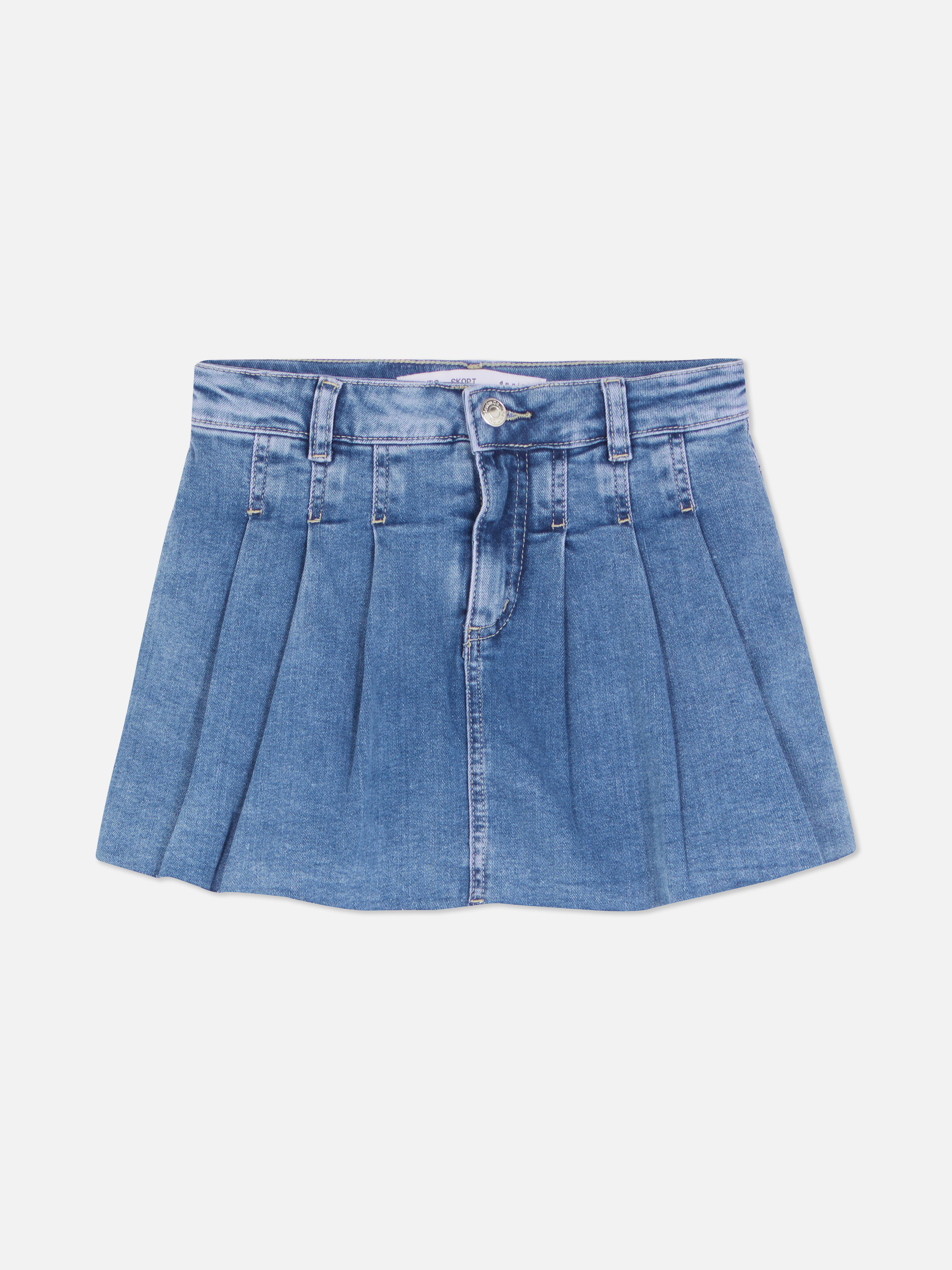 Pleated Denim Skort