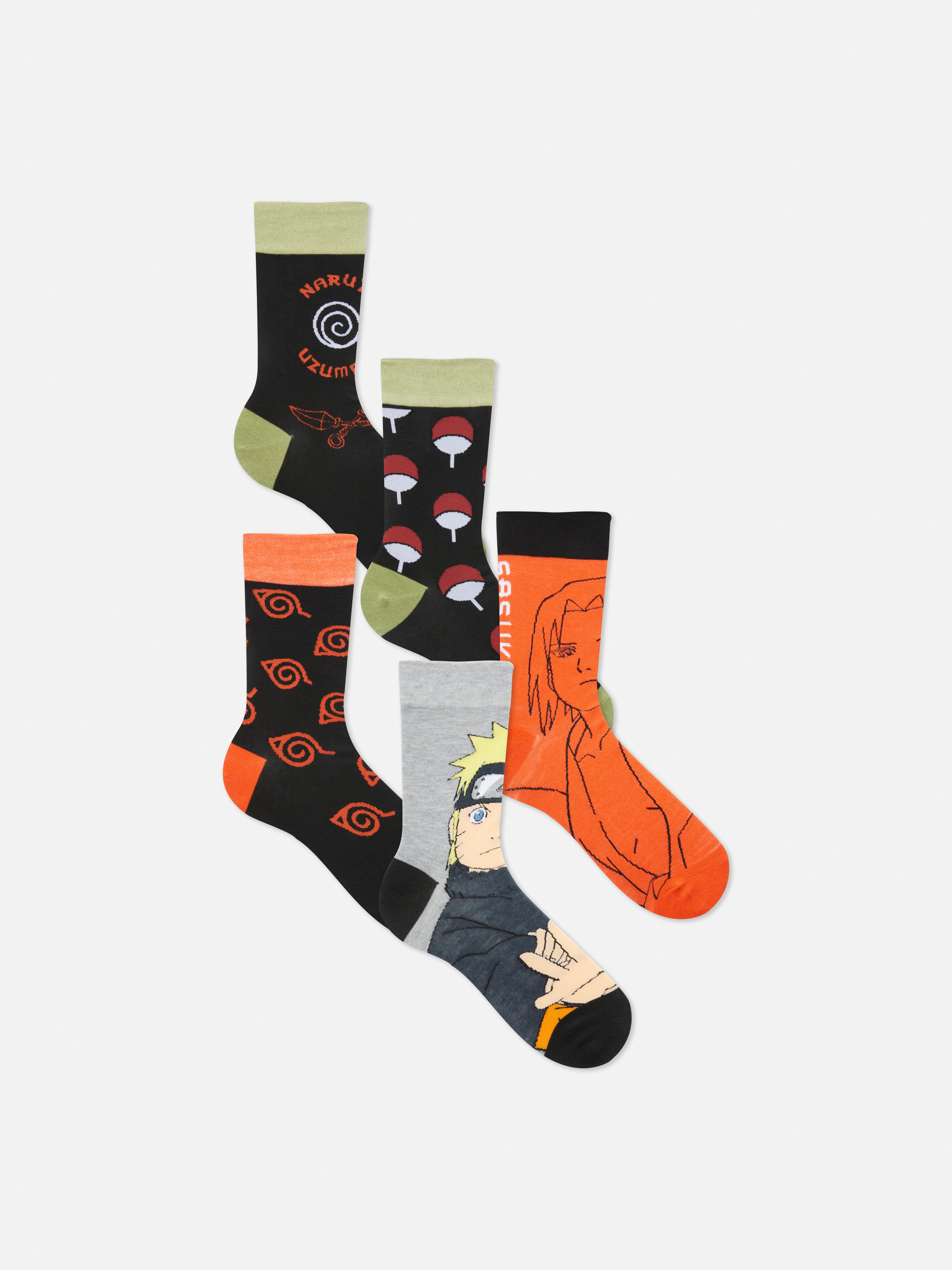 5pk Naruto Ankle Socks Multi