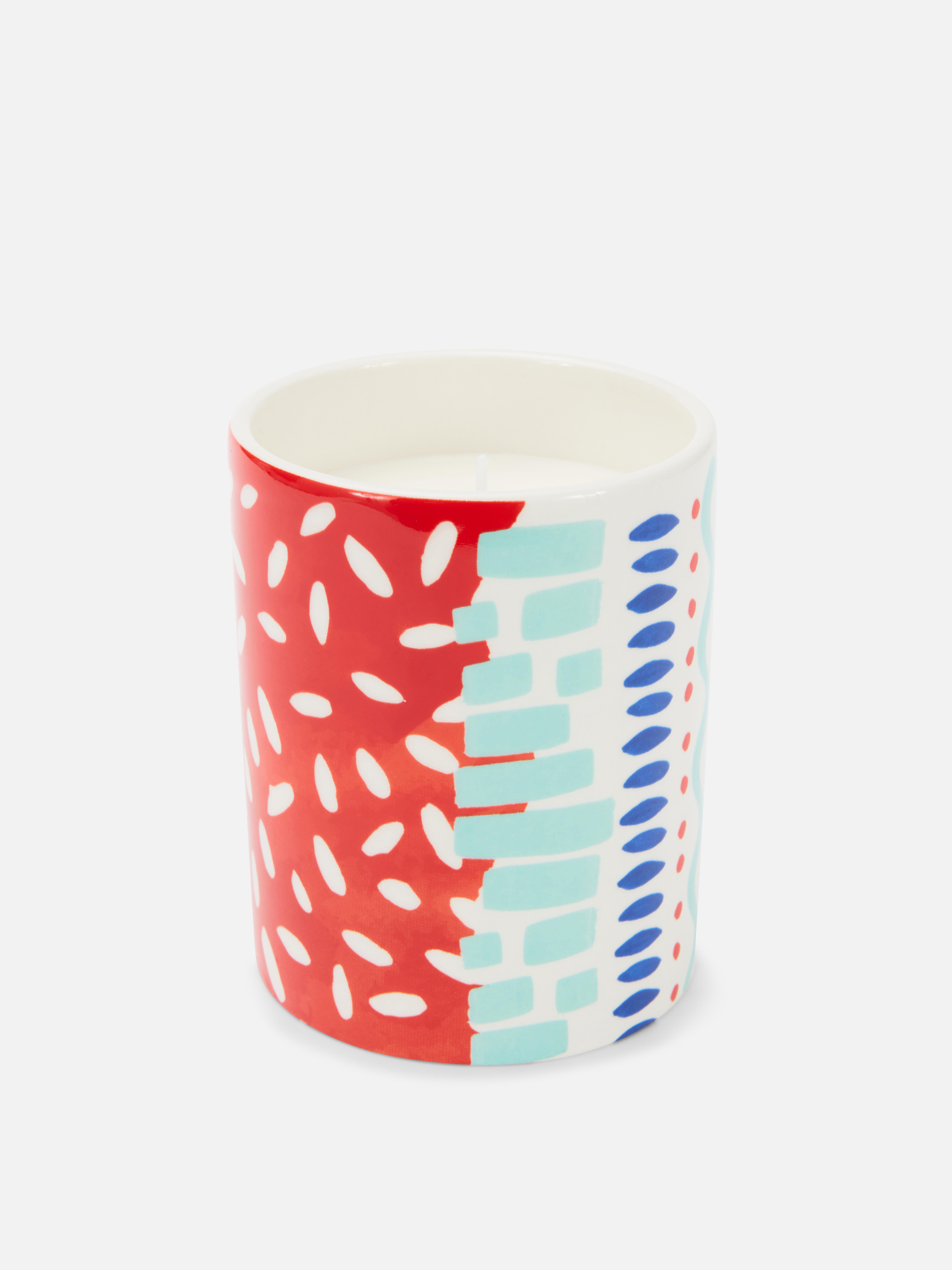 Abstract Print Ceramic Candle