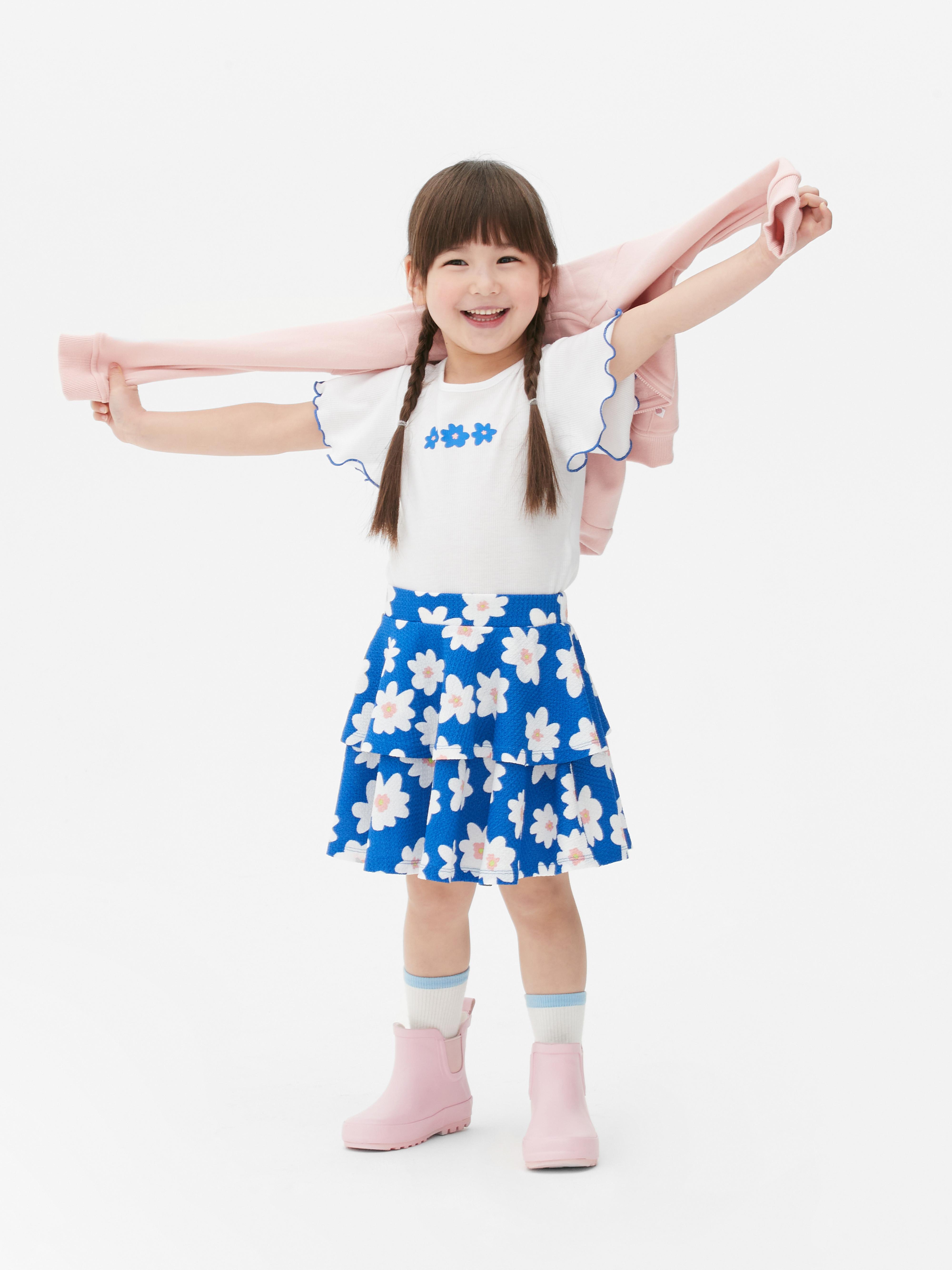 2PK Floral Skirt And T-shirt Set