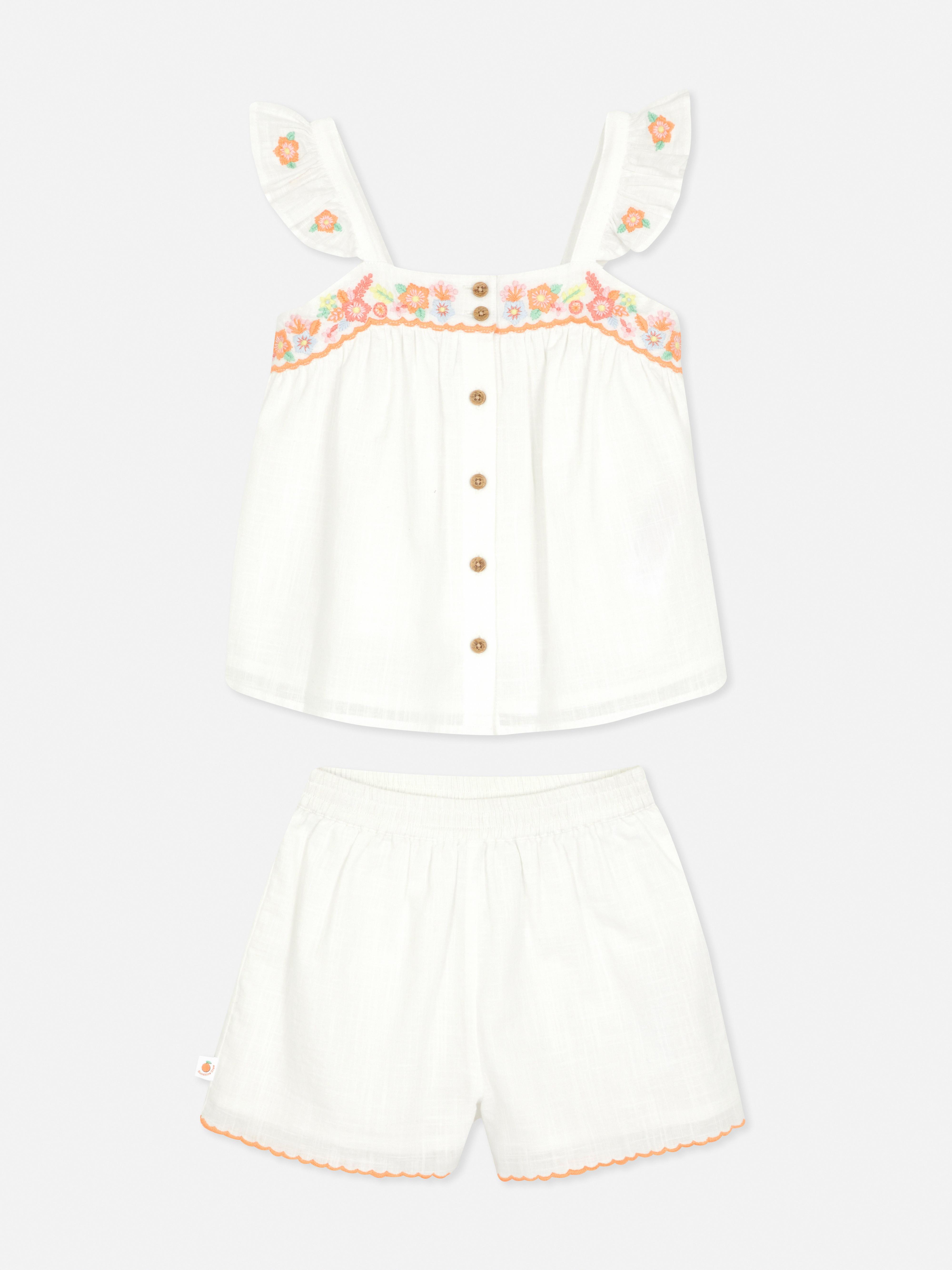Stacey Solomon Floral Embroidered Blouse and Shorts Set