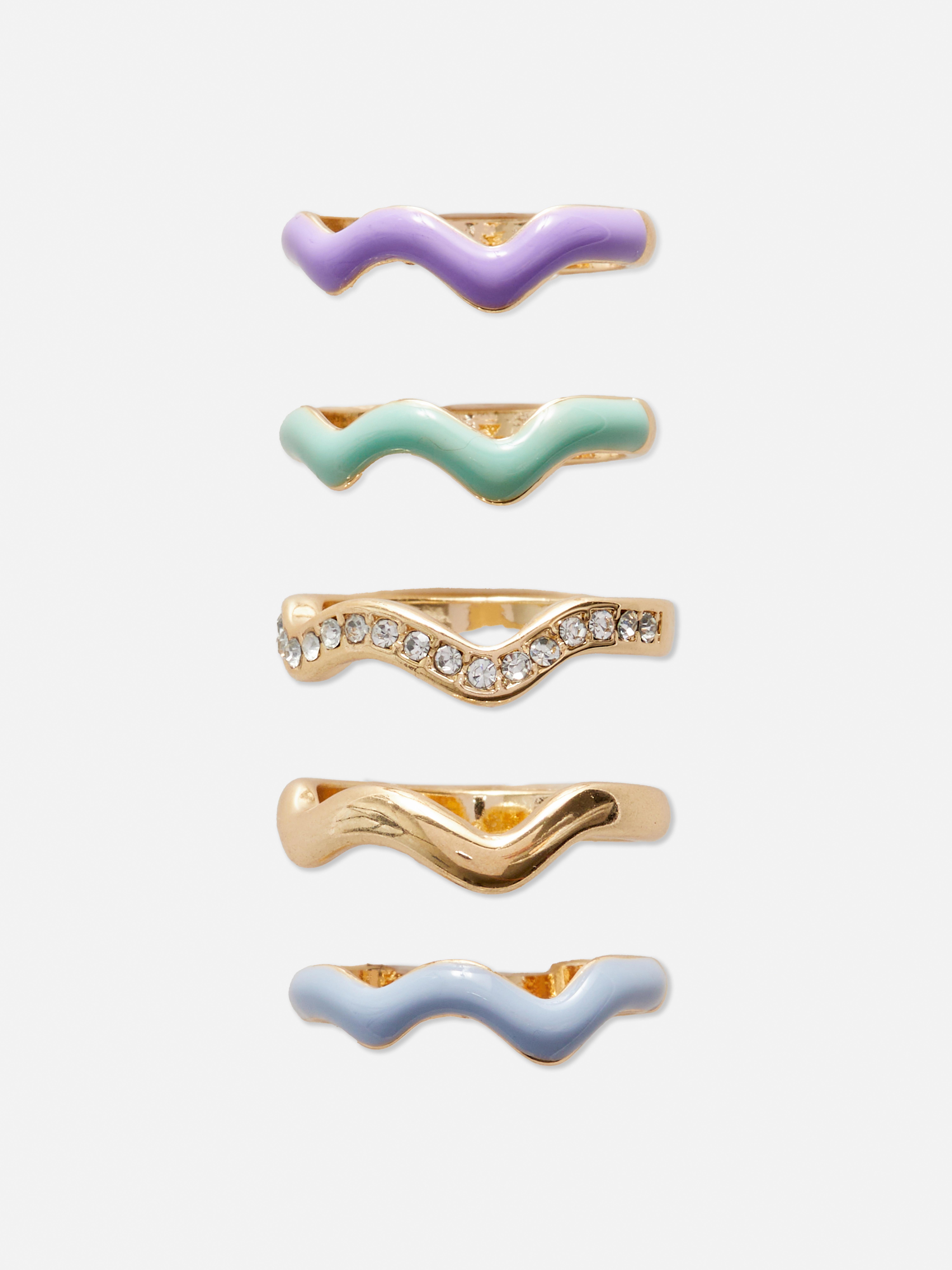 5pk Squiggle Silhouette Rings