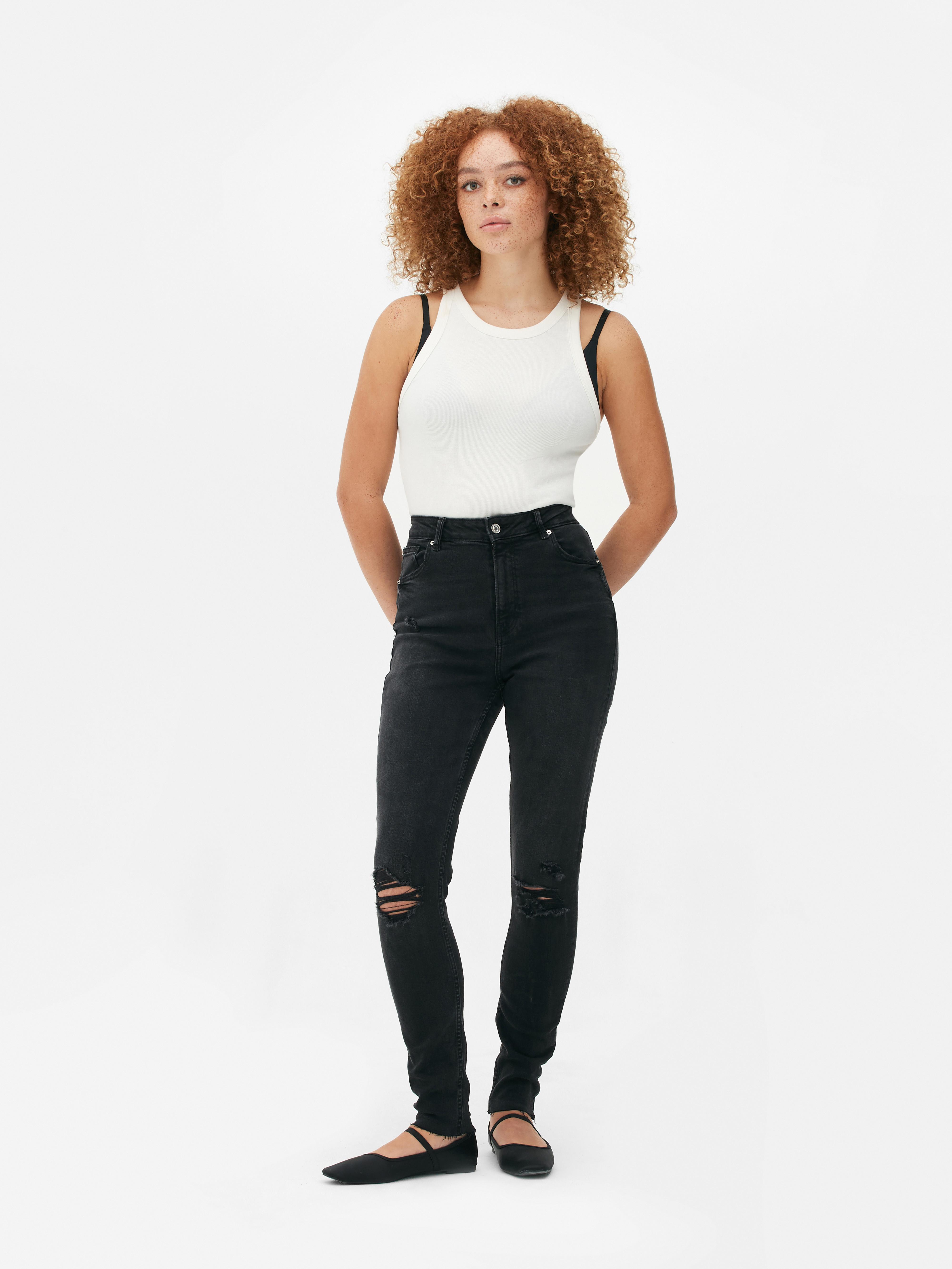 VX VONXURY Elastische jeans voor dames, uitlopend, hoge taille, wassing