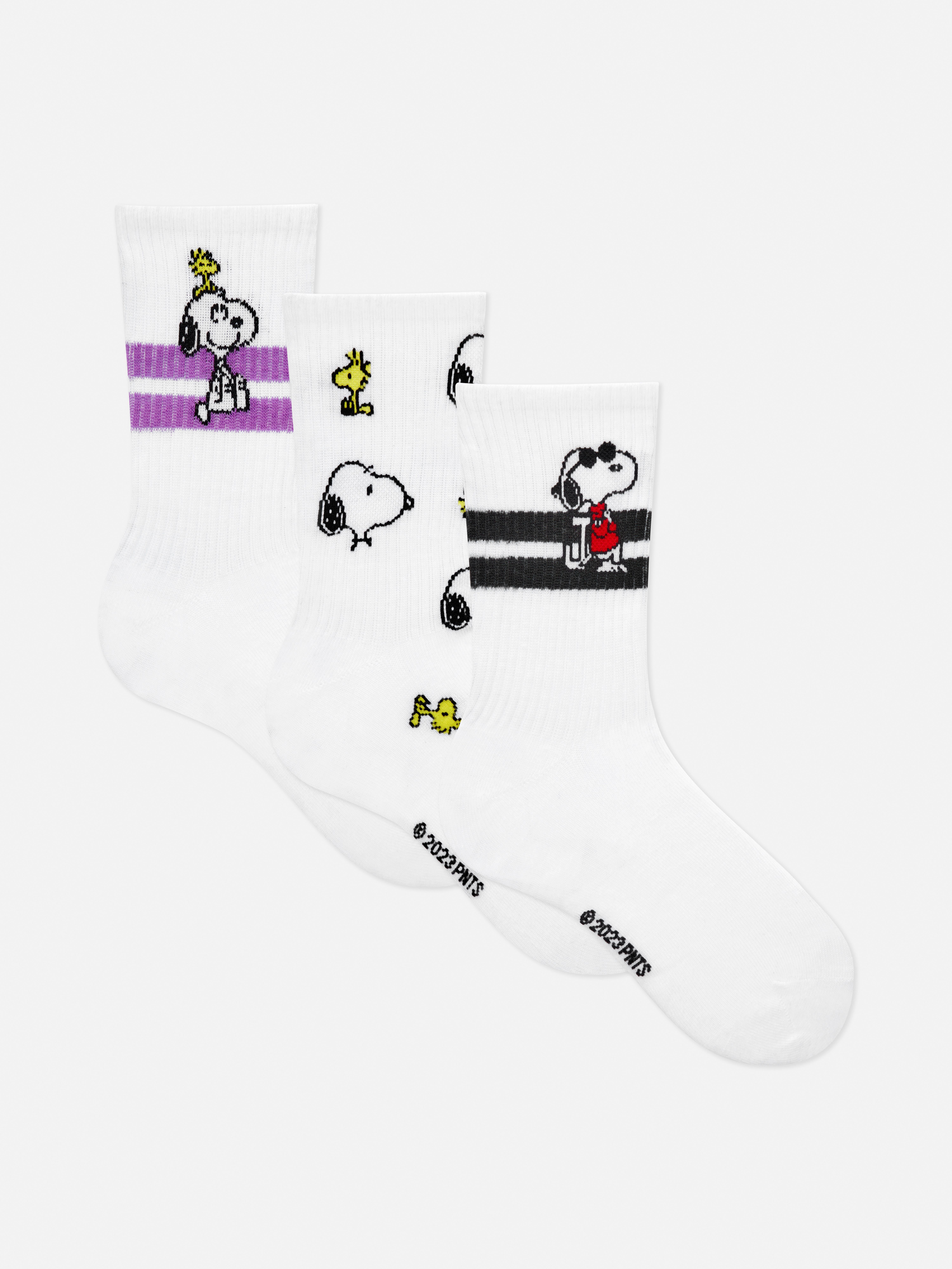 3pk Peanuts Snoopy Crew Socks