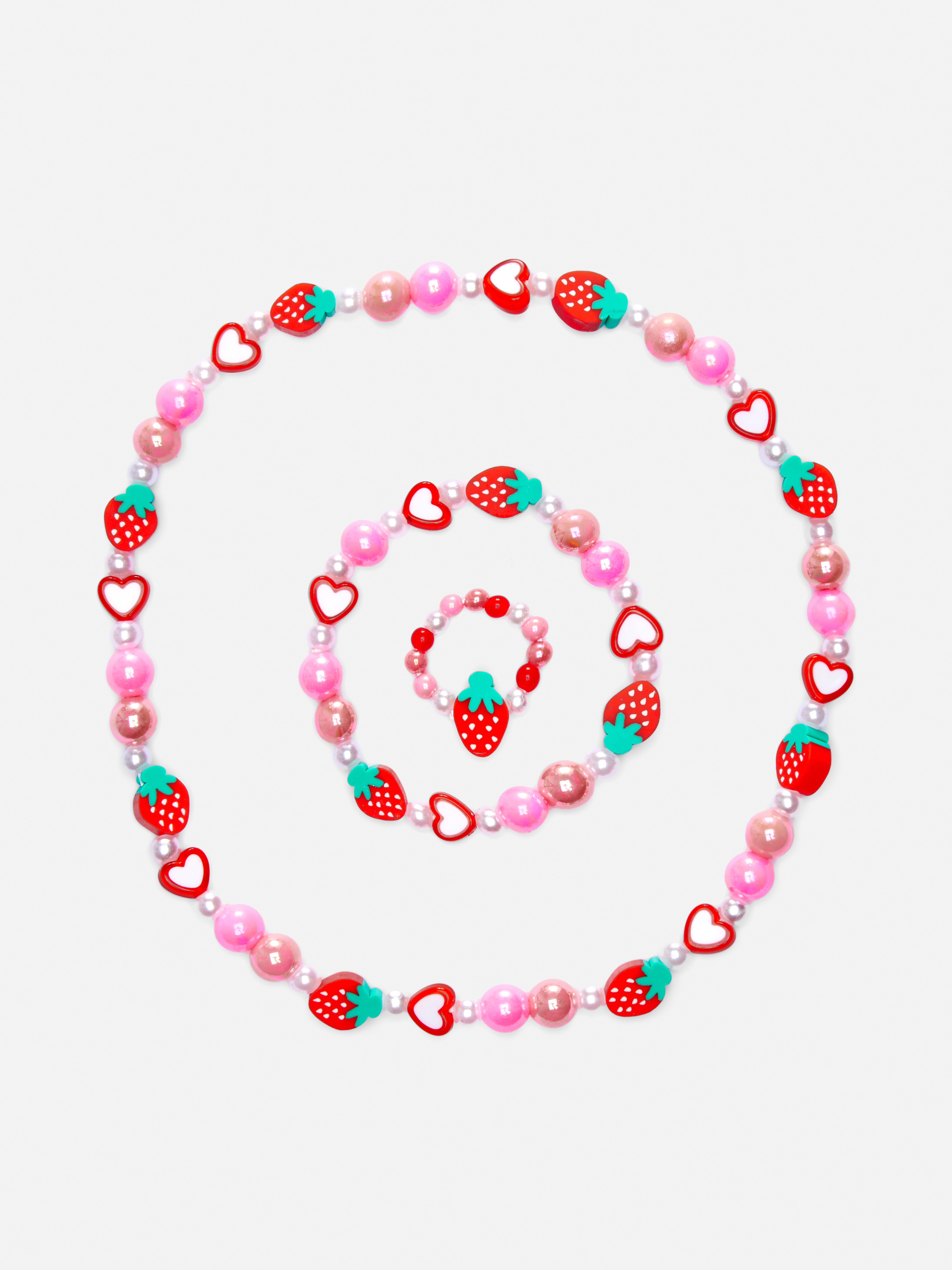 3pk Strawberry Bead Jewellery Set