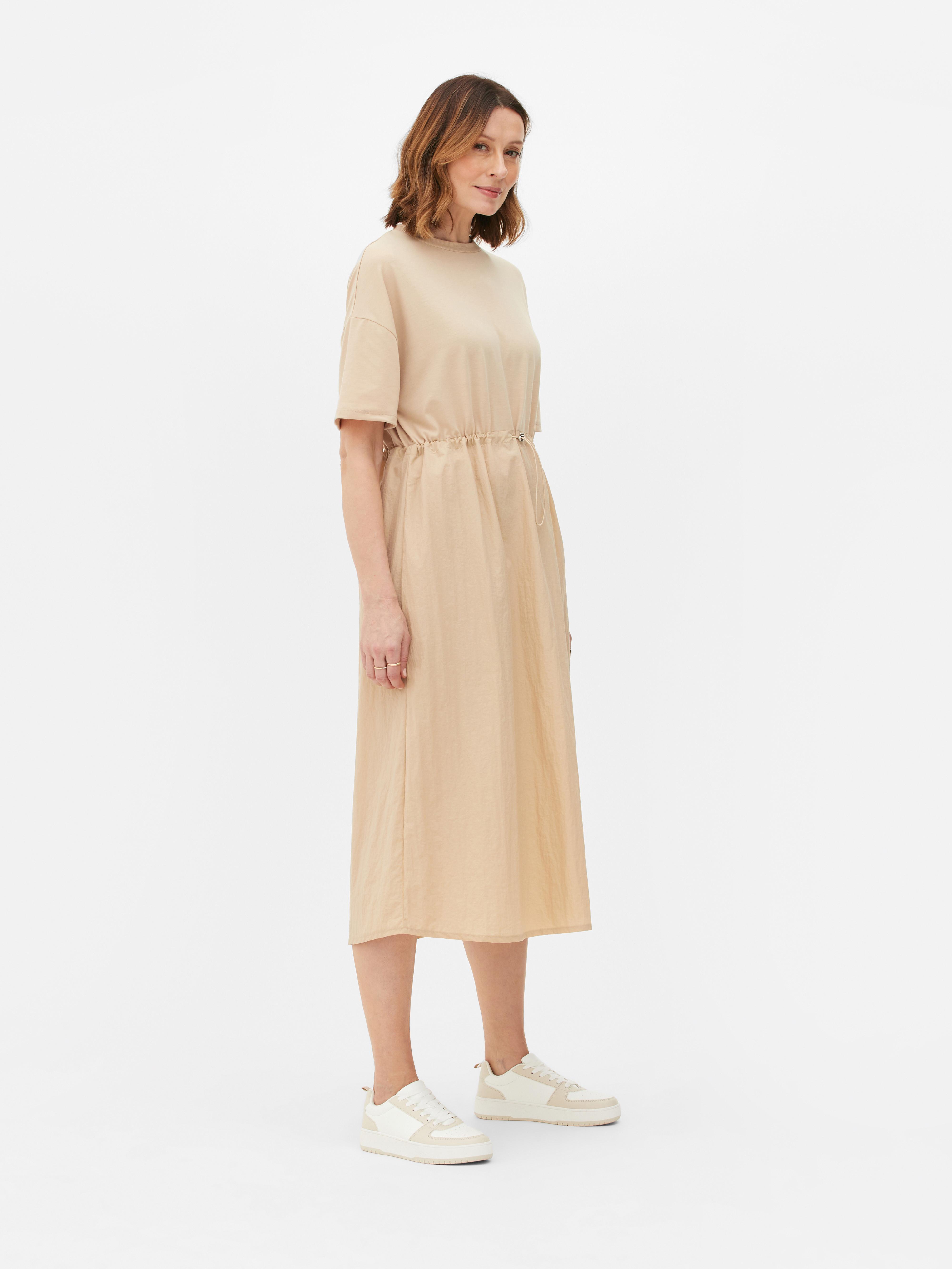 Drawstring Waist Midi Dress
