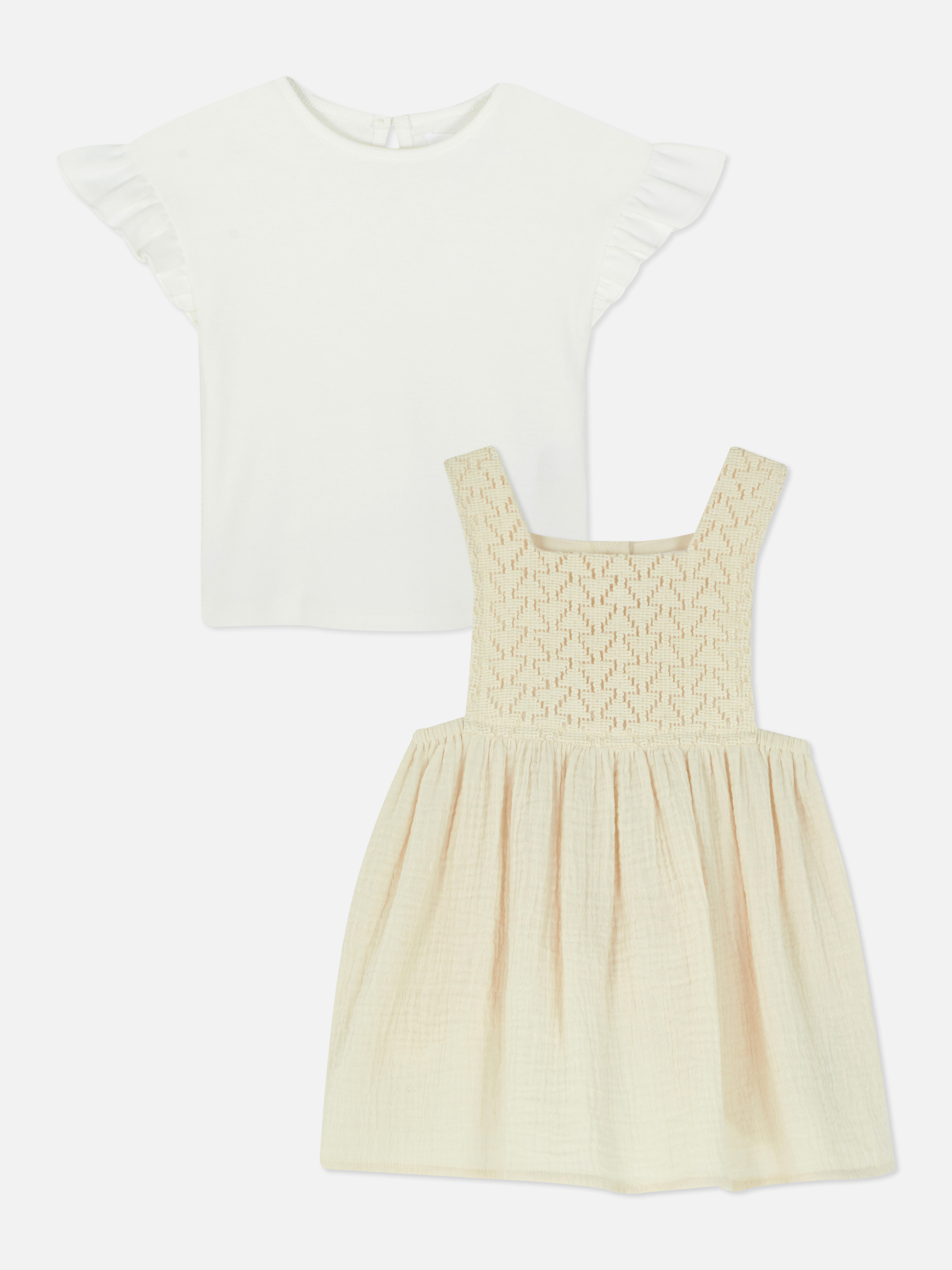 Crochet T-shirt and Pinafore Dress Set
