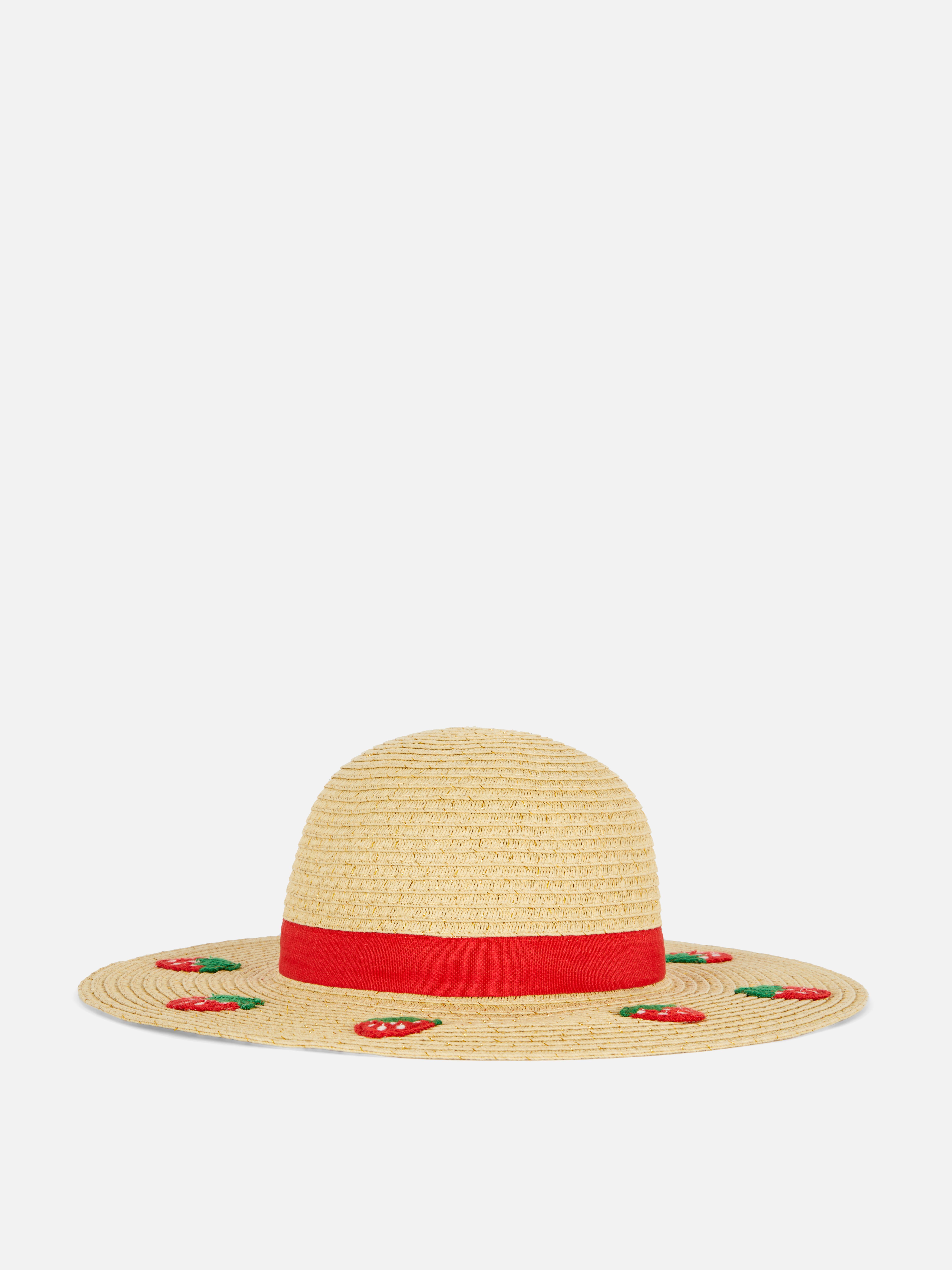 Strawberry Embroidered Straw Hat