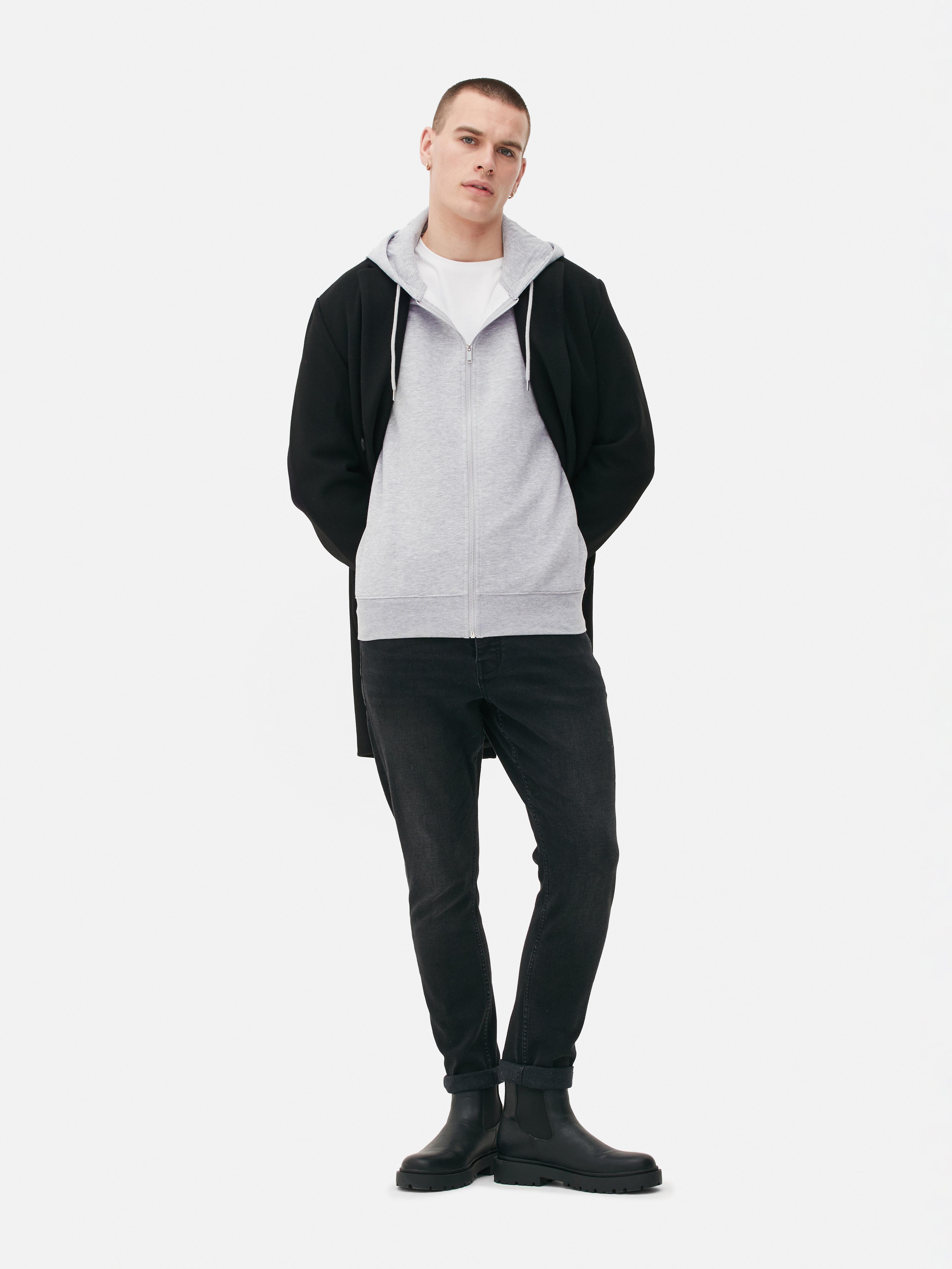 Basic hoodie met lange rits