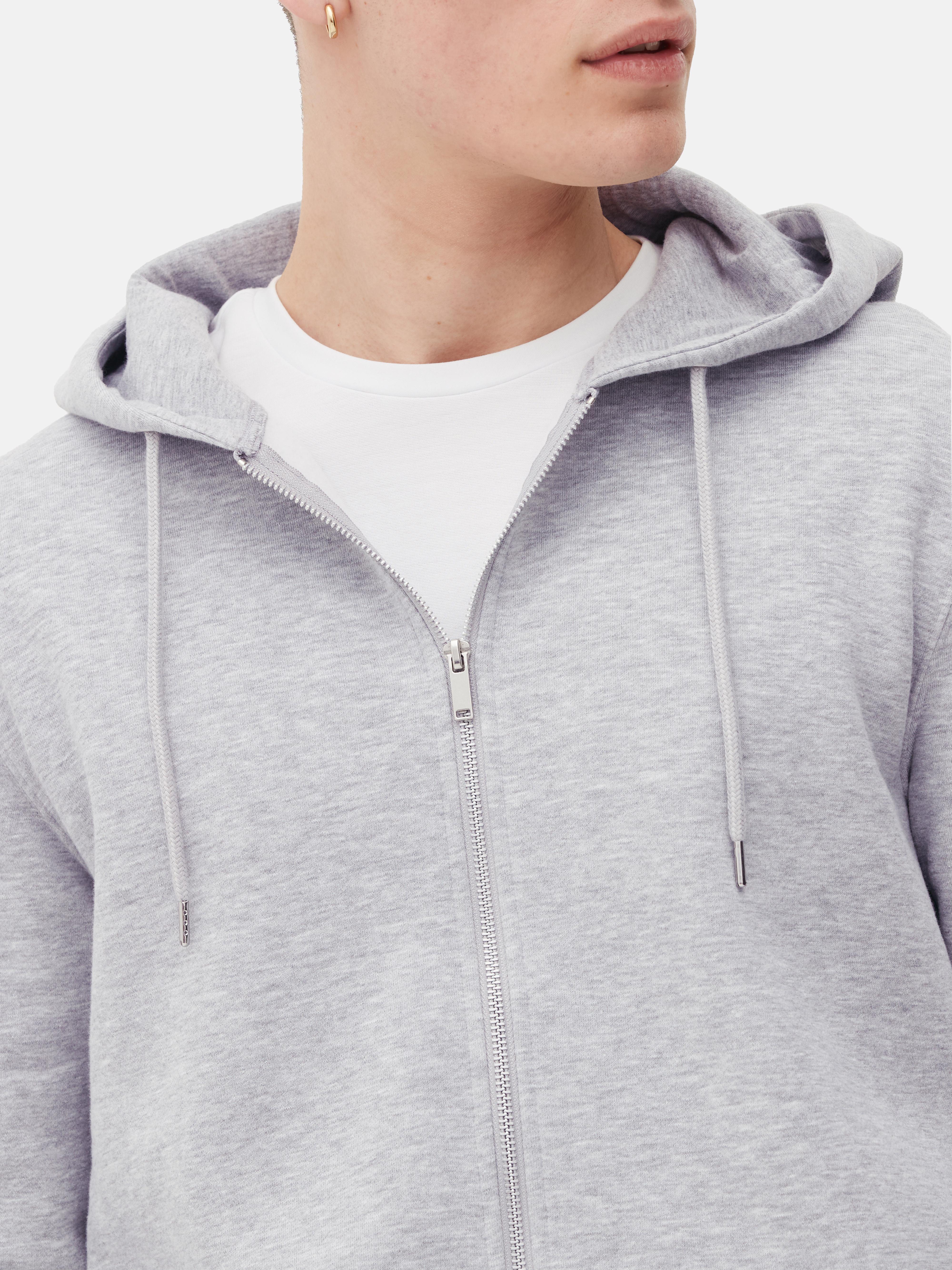 Grey zip up hoodie mens best sale