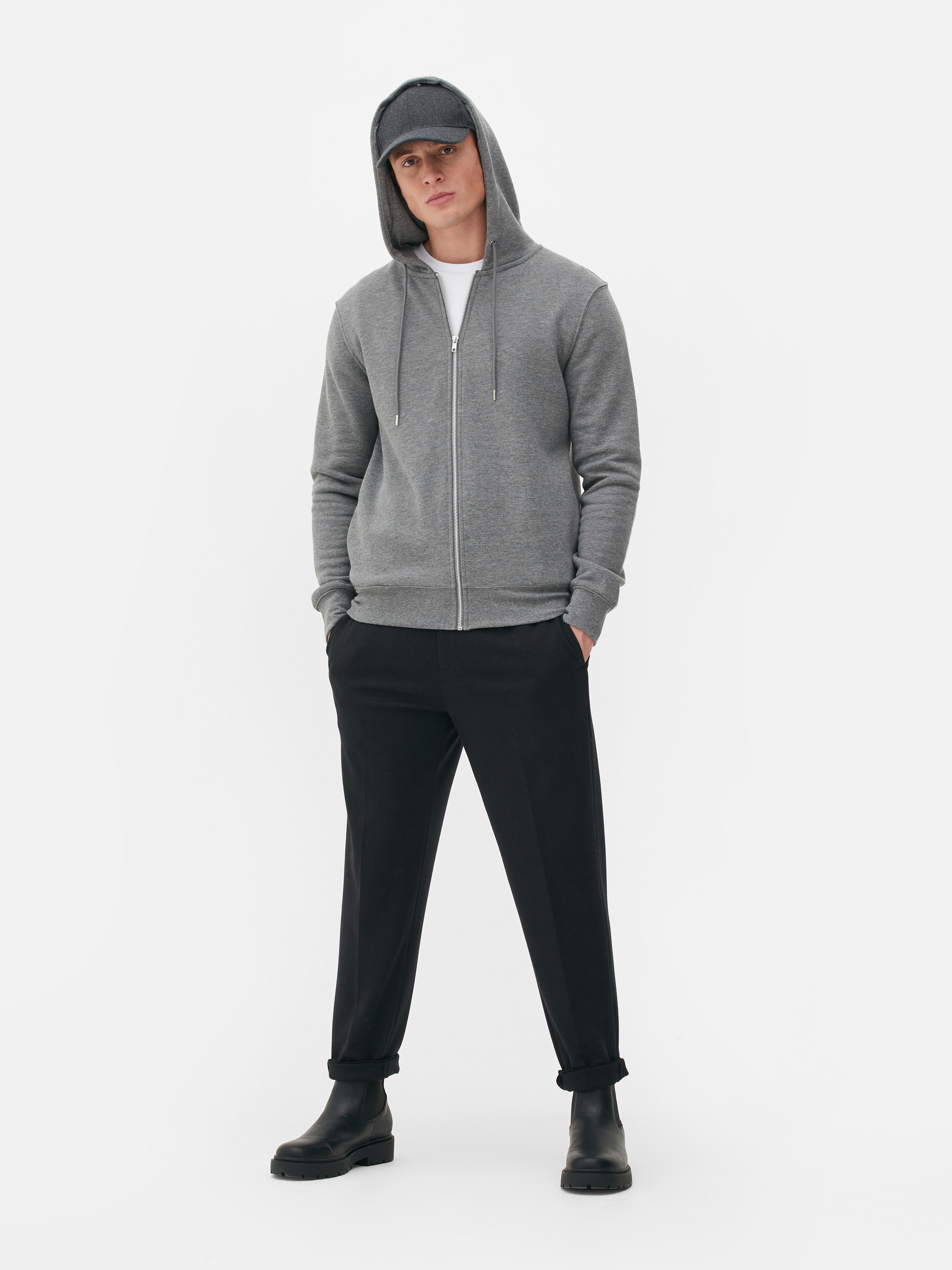 Basic hoodie met lange rits