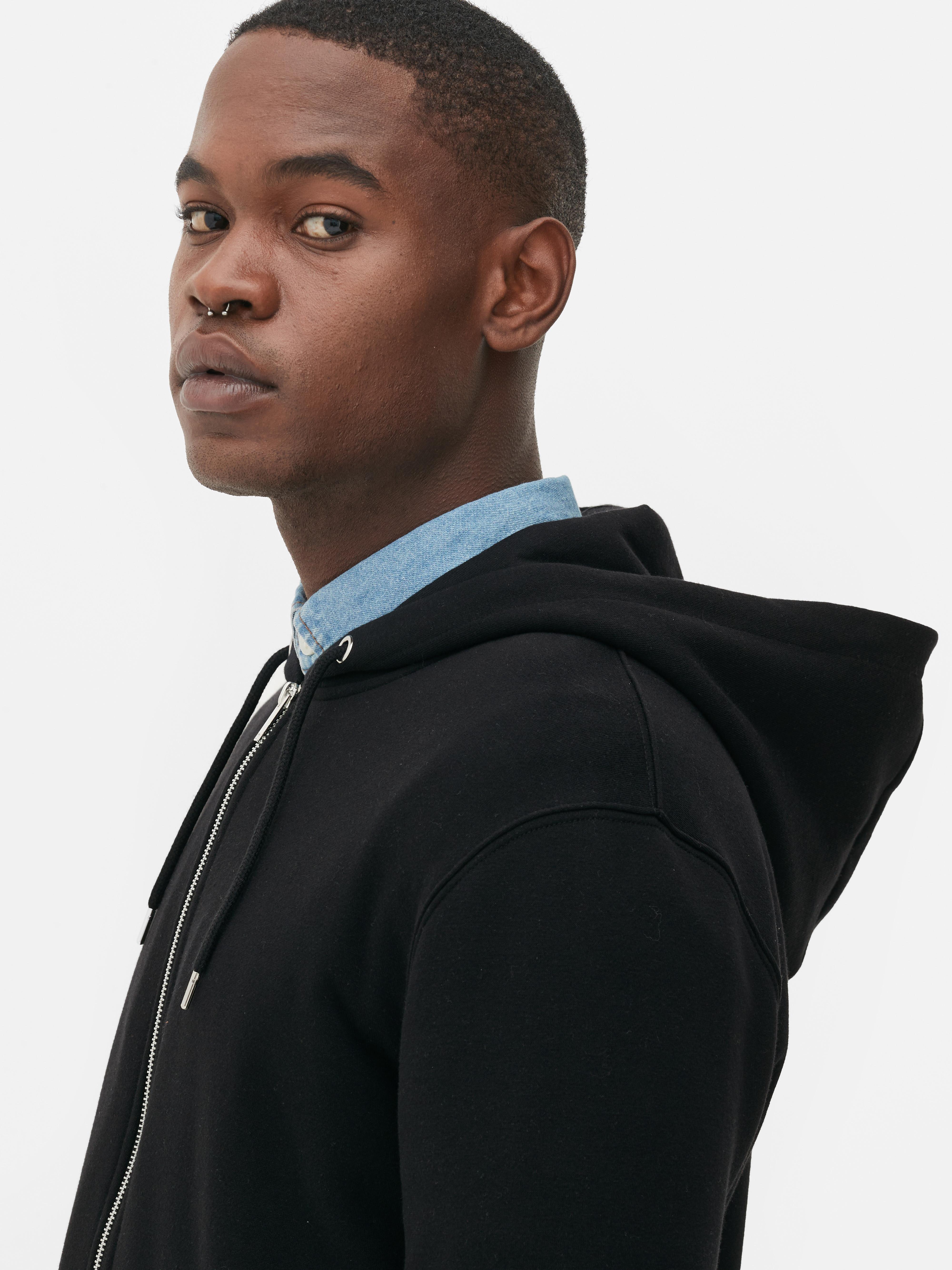 Mens Black Essential Zip-Through Hoodie | Primark