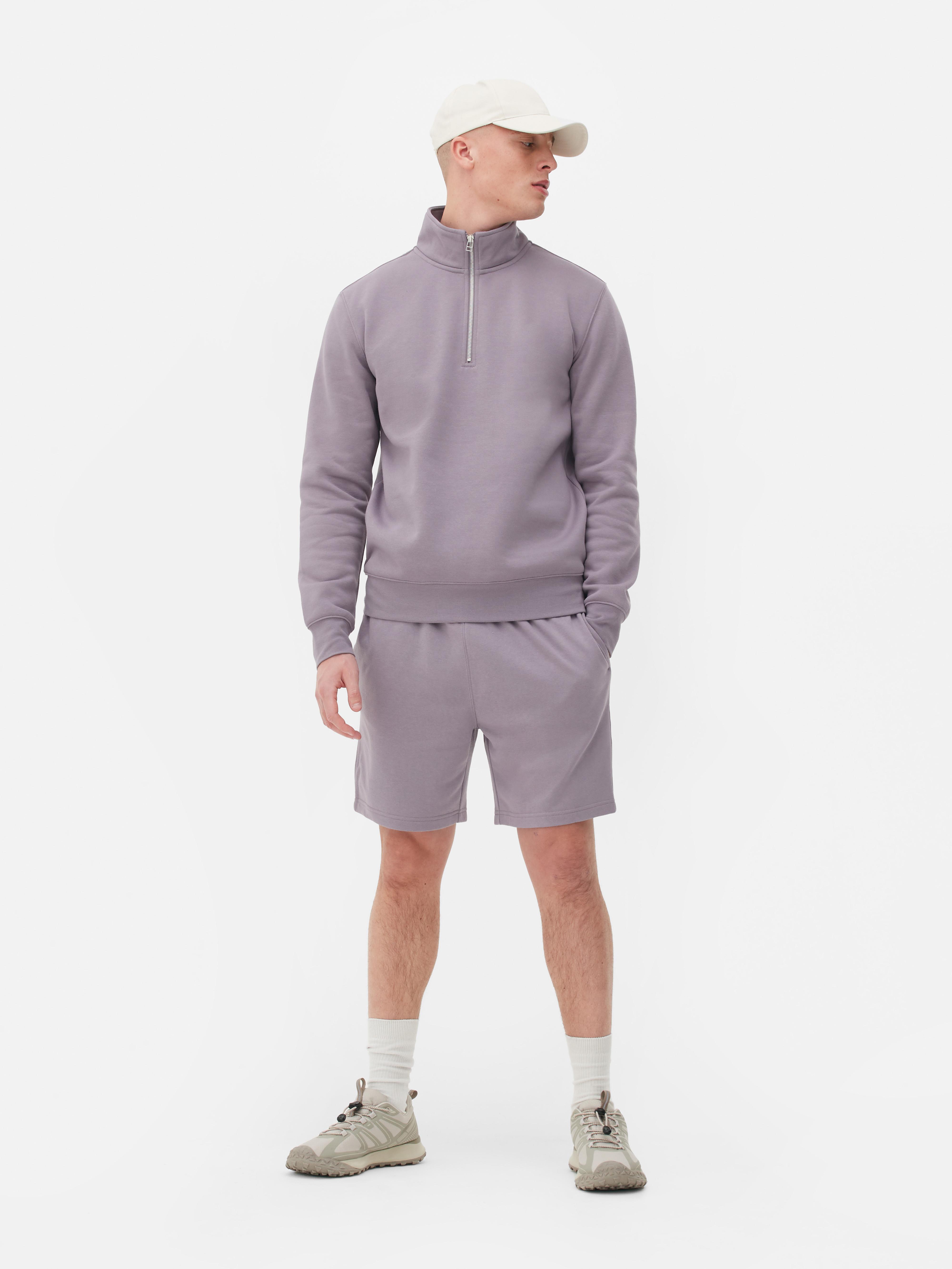 Basic sweatshirt met korte rits