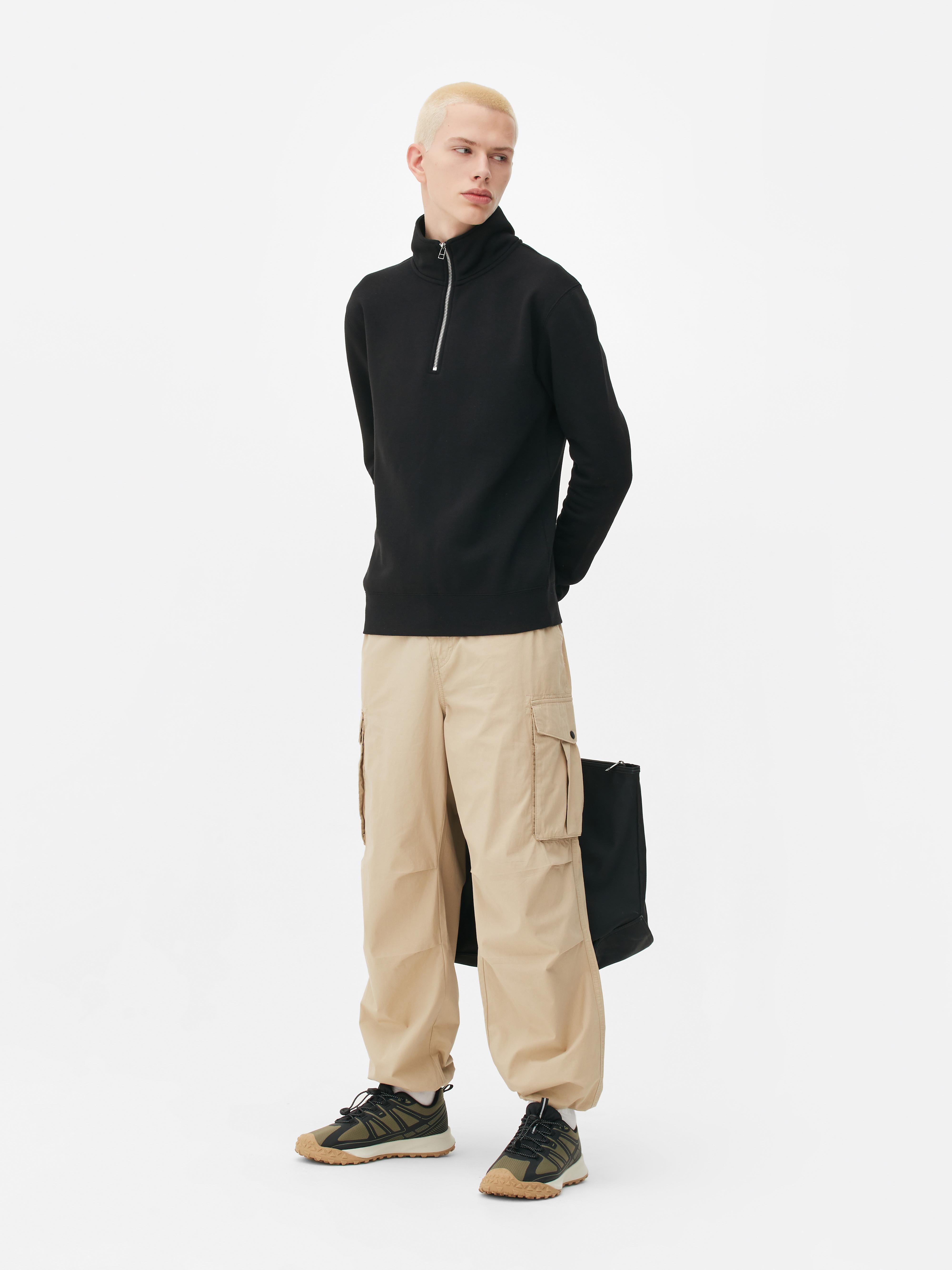 Basic sweatshirt met korte rits