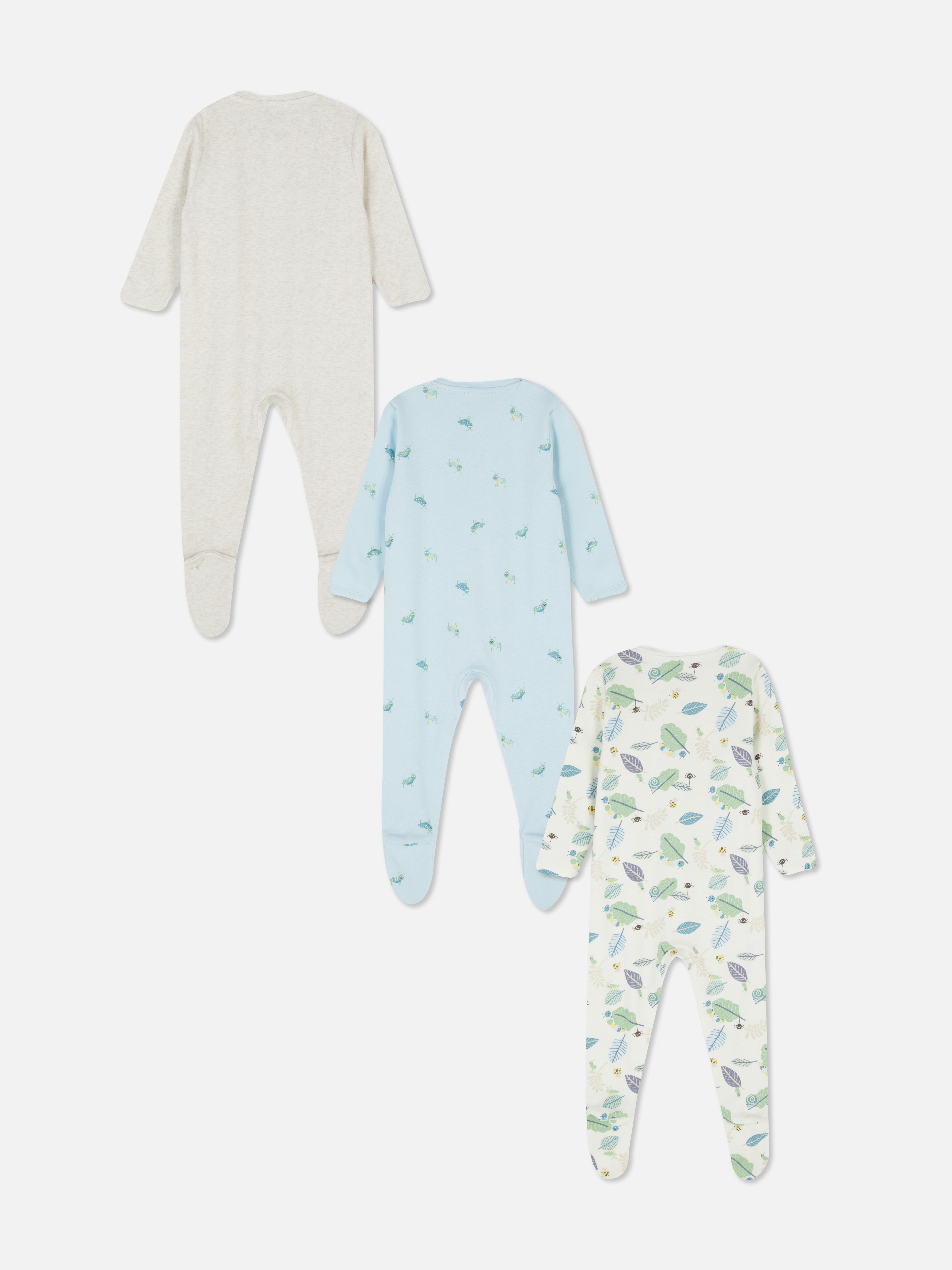 Slaappakjes met insectenprint, set van 3