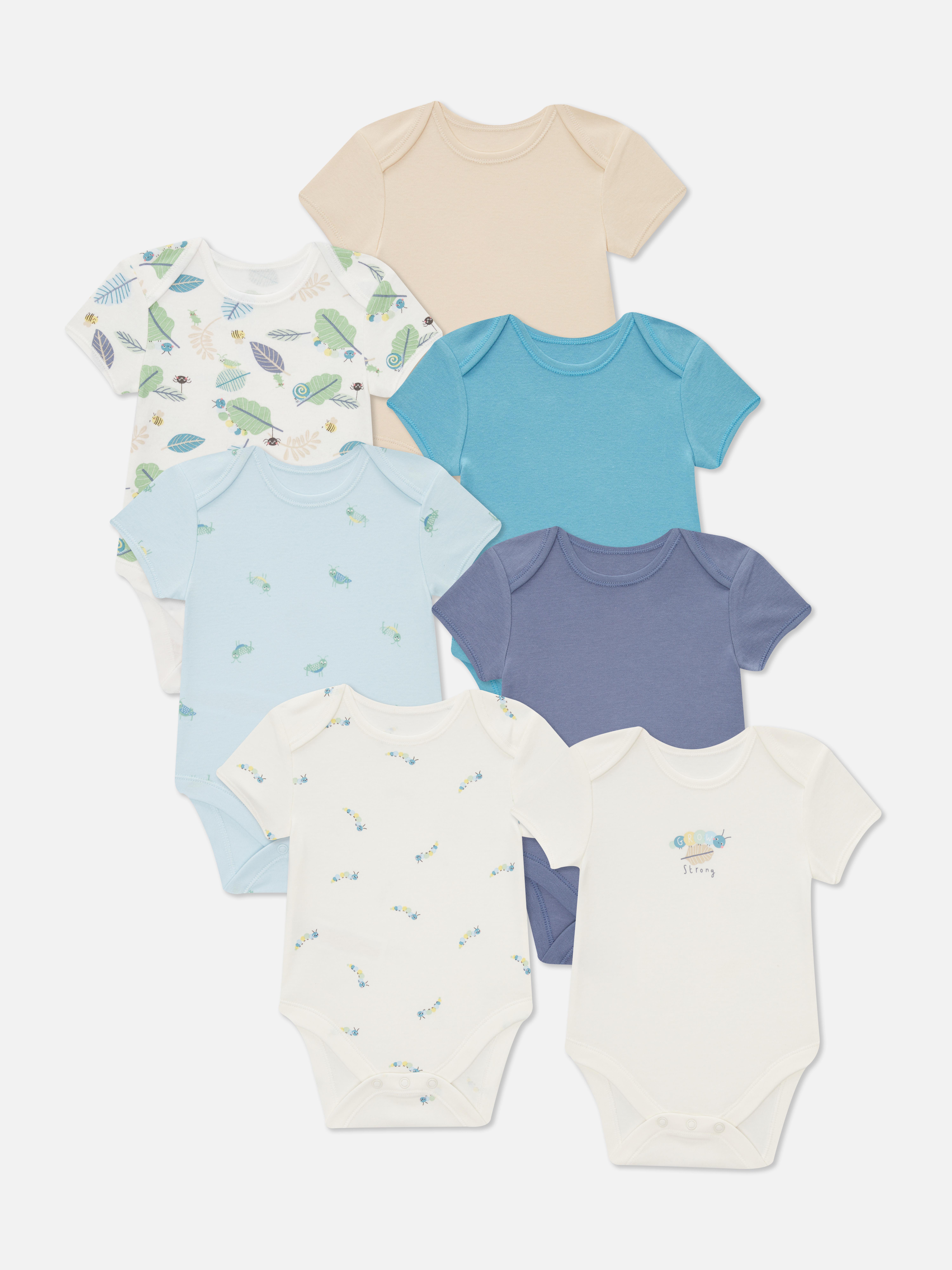 7pk Mixed Insect Print Bodysuits