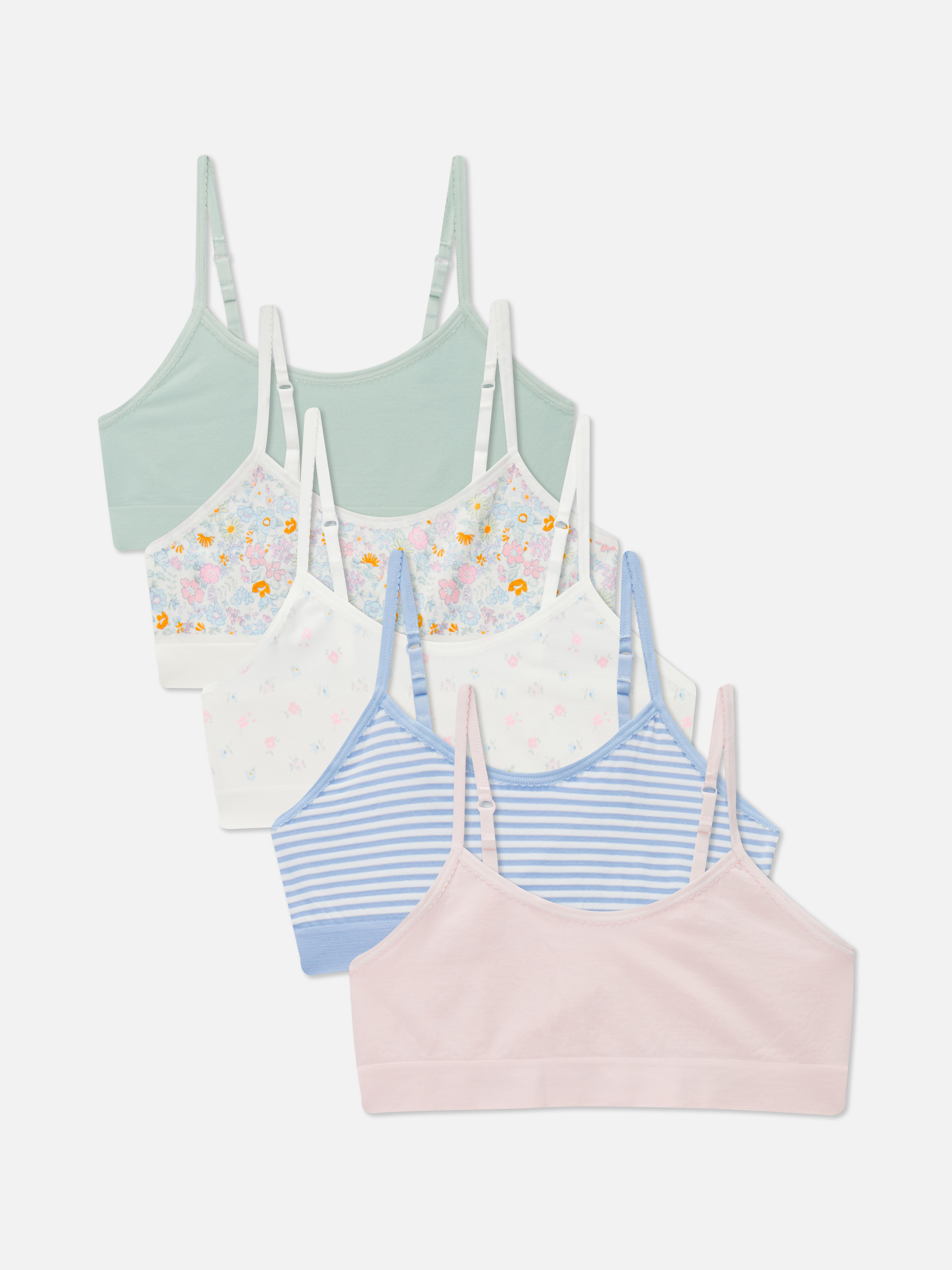 Girls Multi 5pk Mixed Seamfree Camisole Cropped Tops Primark