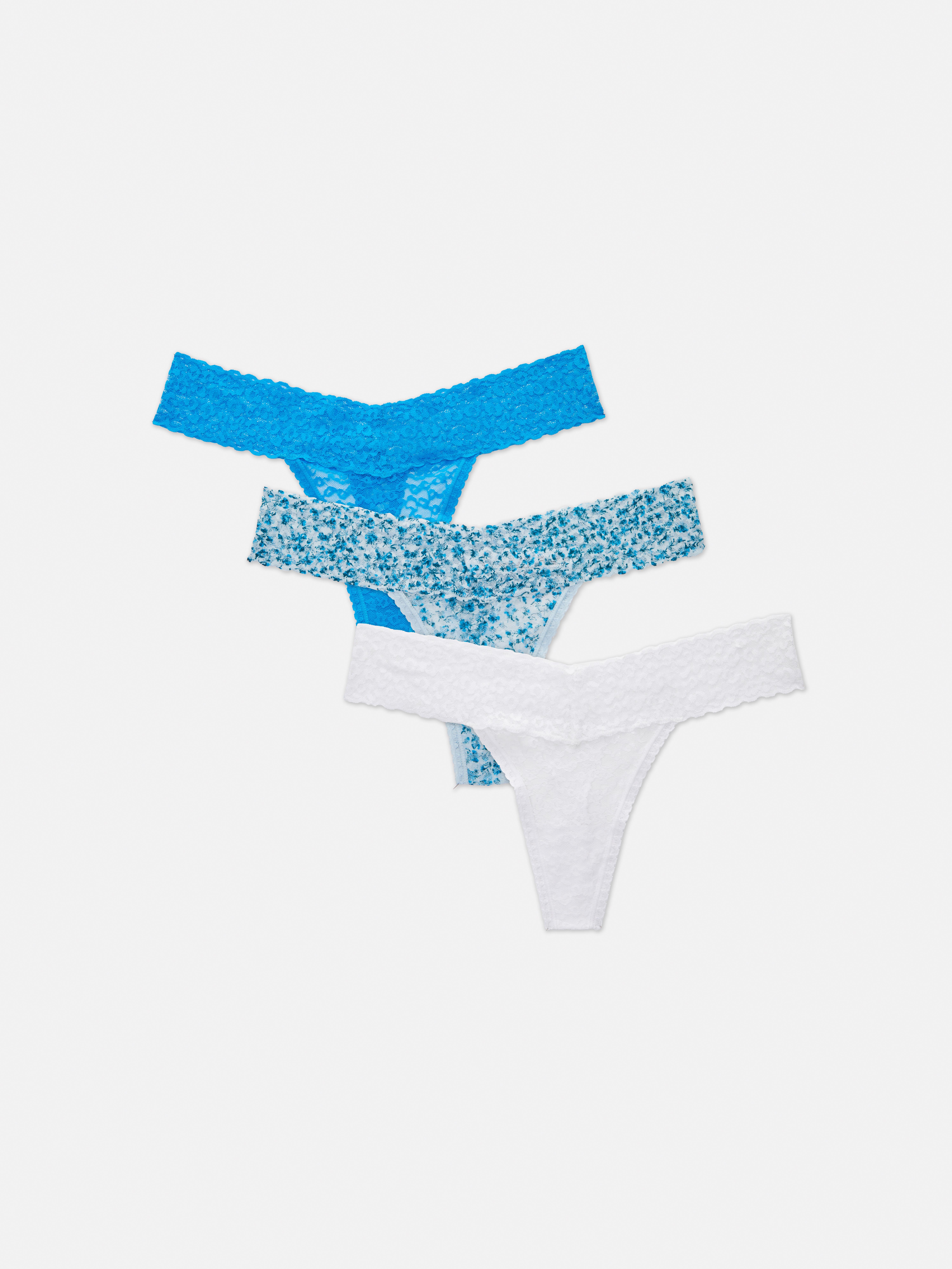 3-Pack Floral Lace Thongs