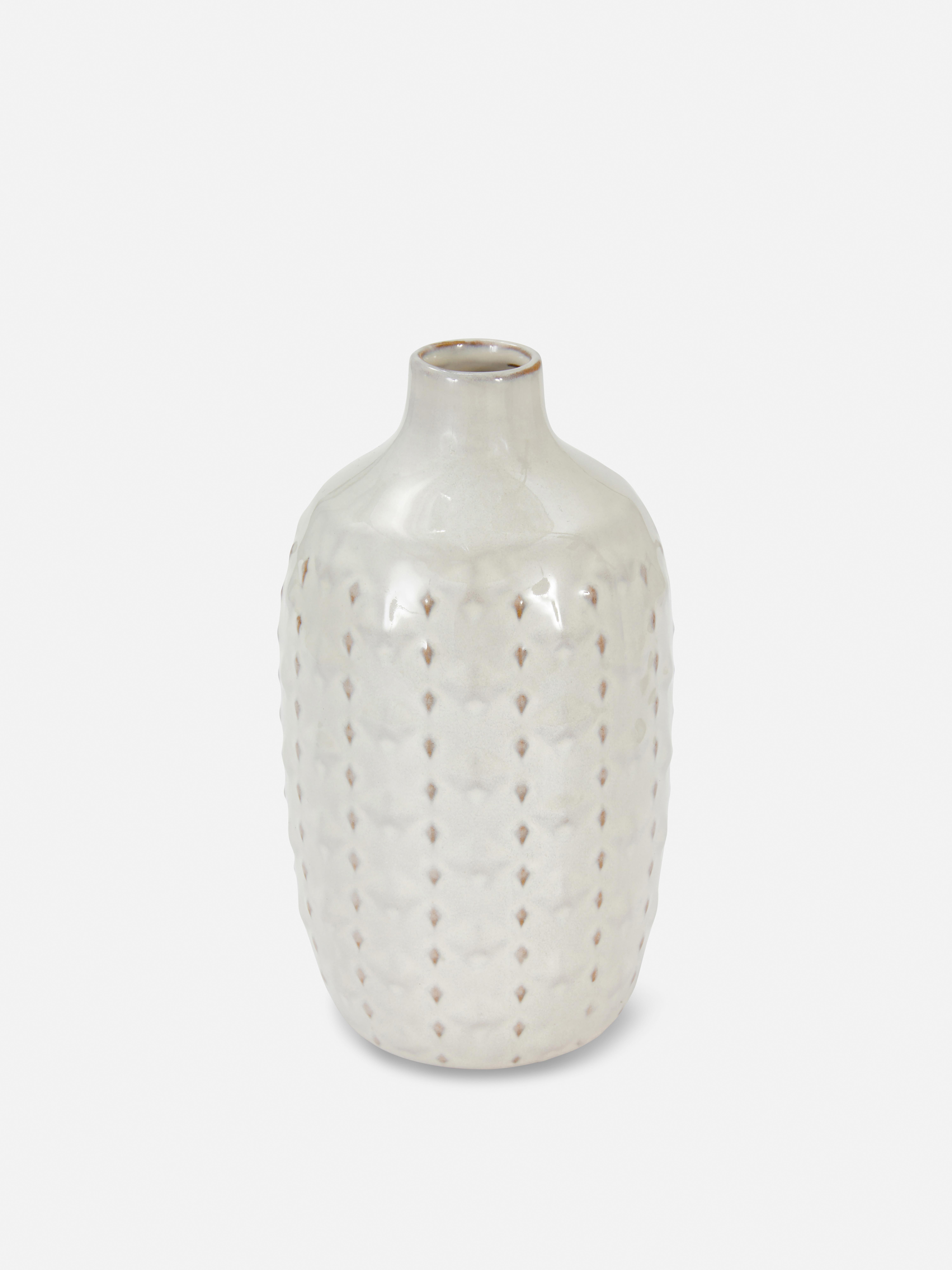 Strukturierte Vase mit glasiertem Print