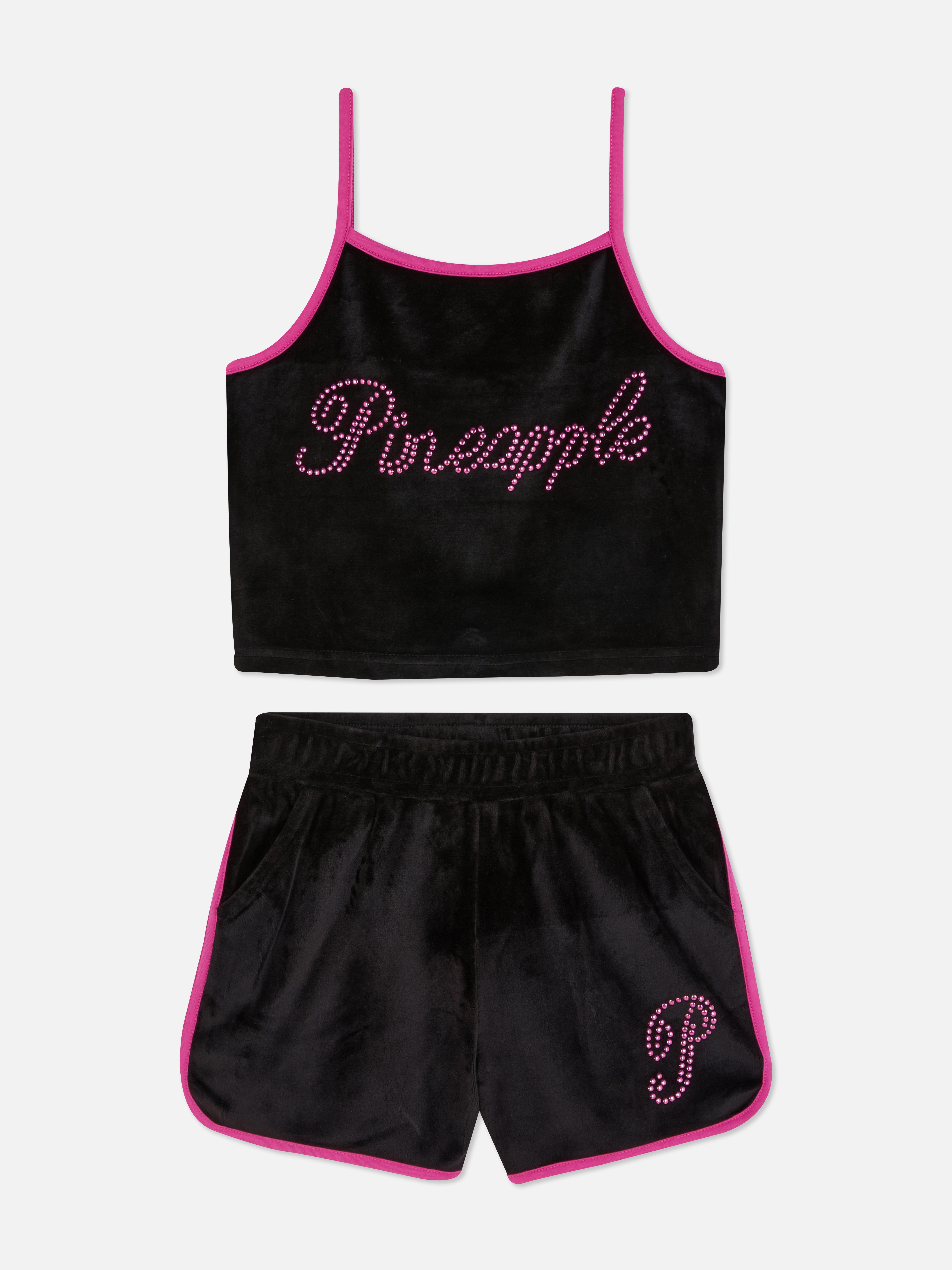 Pineapple Dance Studios Velour Top and Shorts Co-ord Set