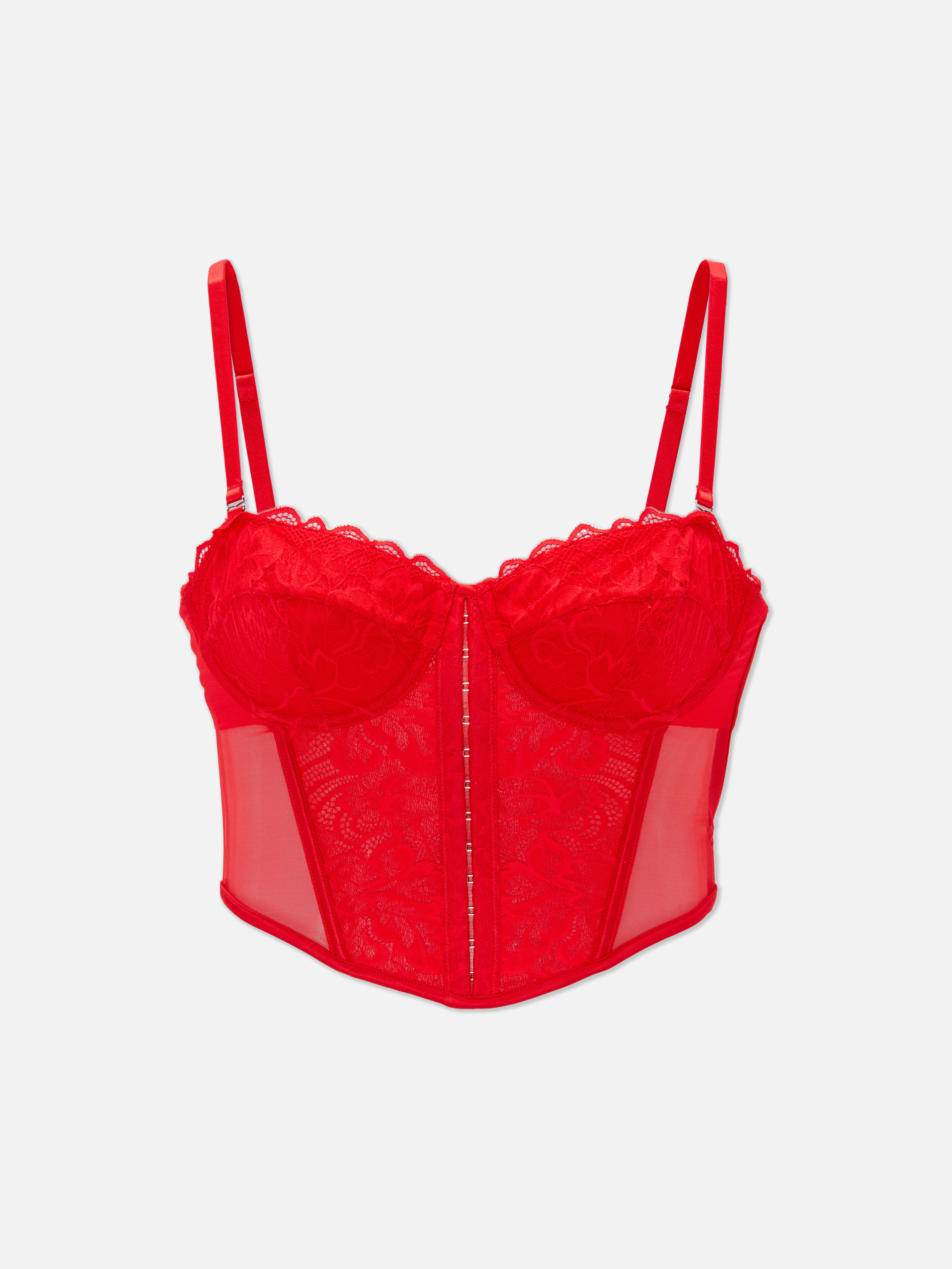 A-D Lace Bustier Red
