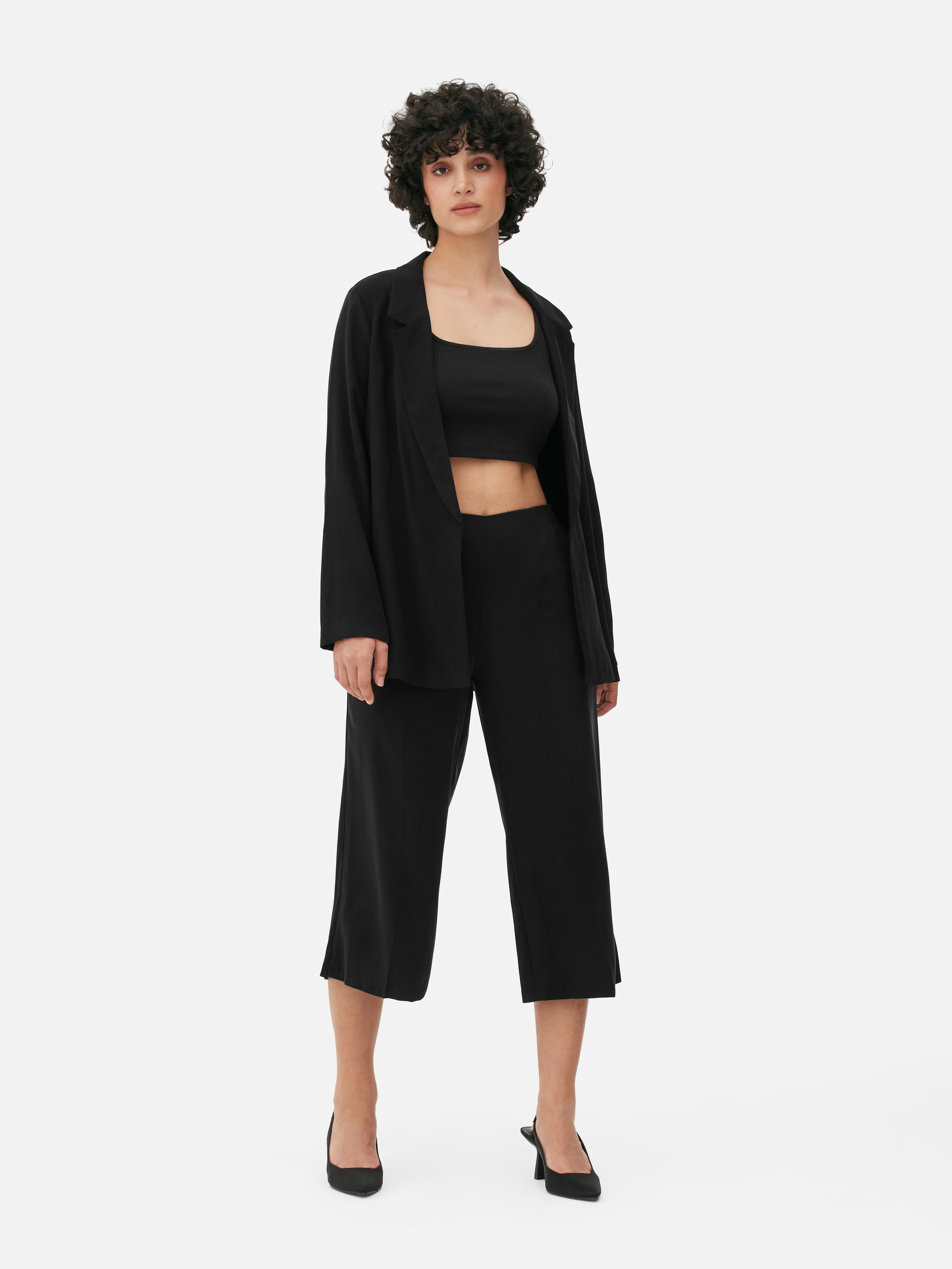 Pantalon Plissé Noir Primark Taille 10 Avec Rayures Dorées - Occasion Très Bon état