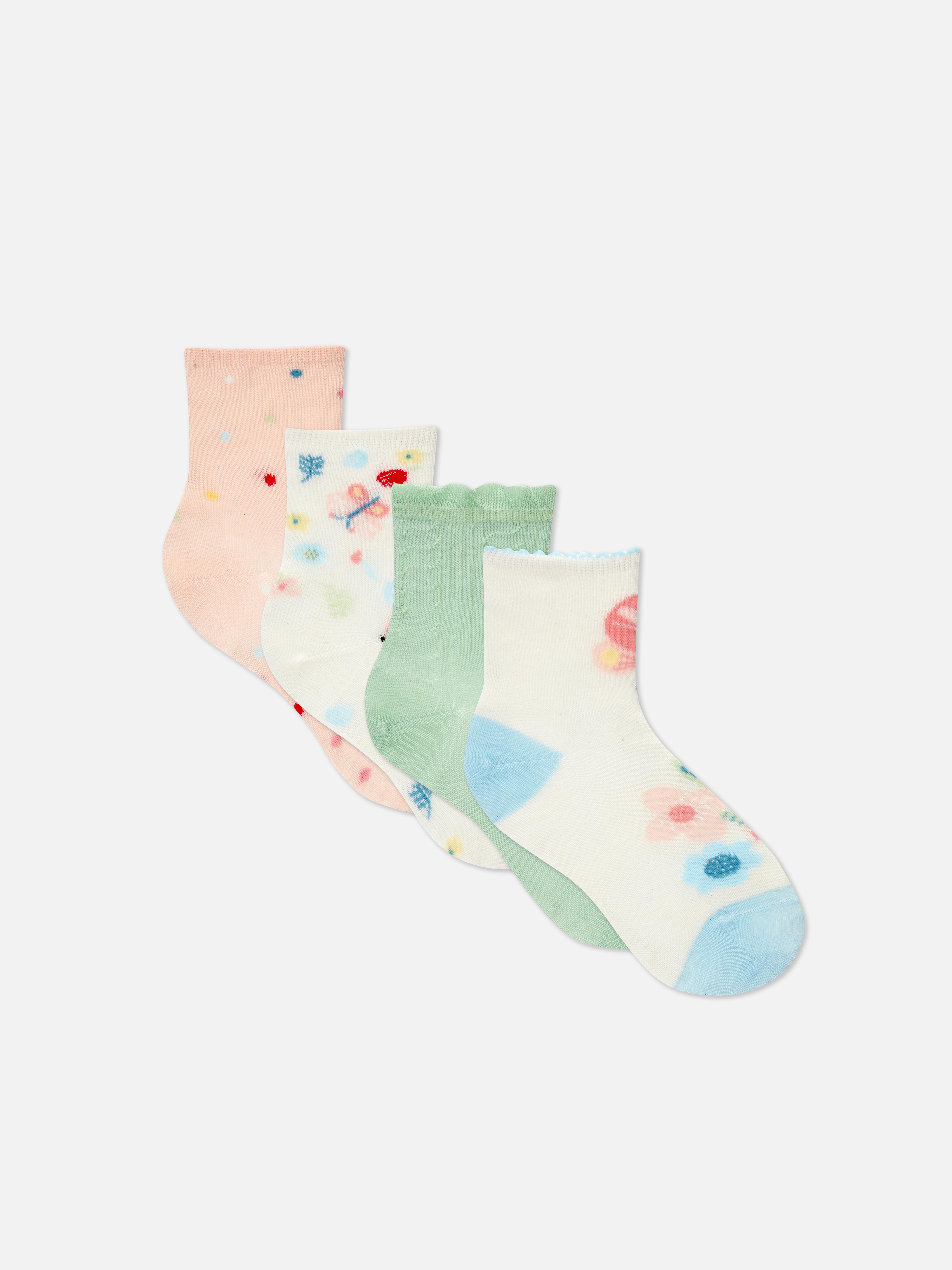 4pk Mixed Floral Socks