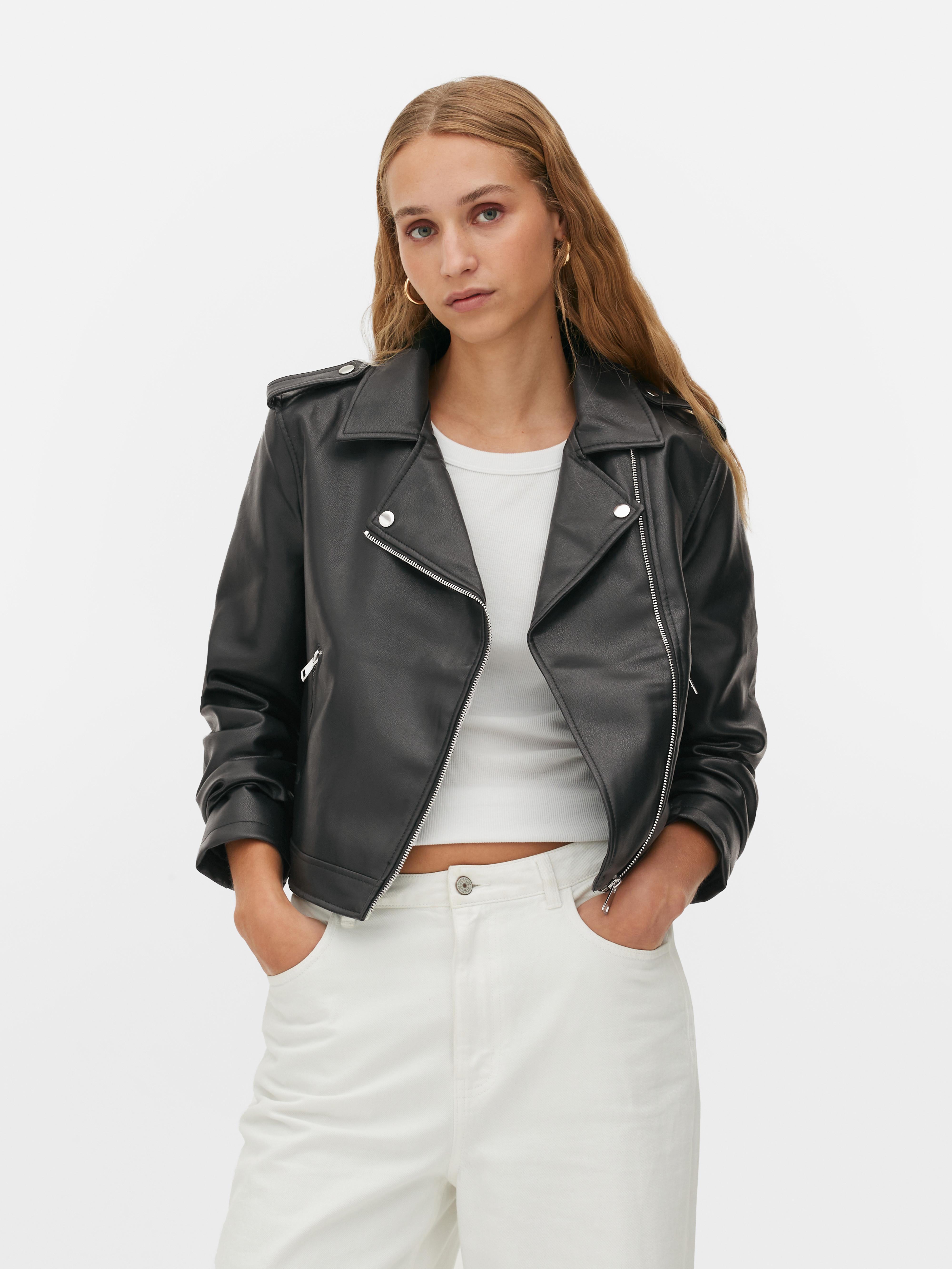 Fake leather jacket womens hotsell