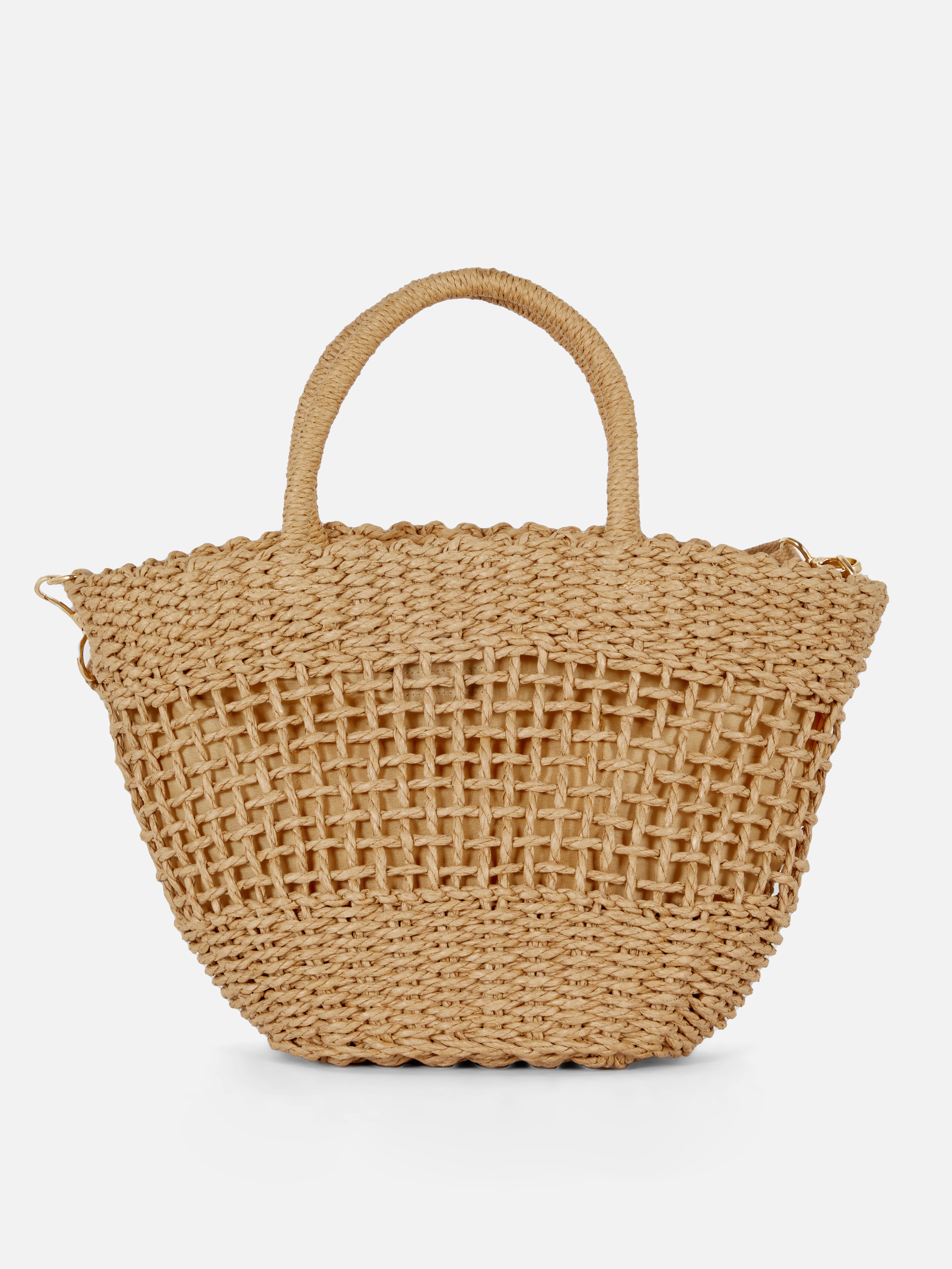 Słomkowa minitorebka typu bucket na długim pasku
