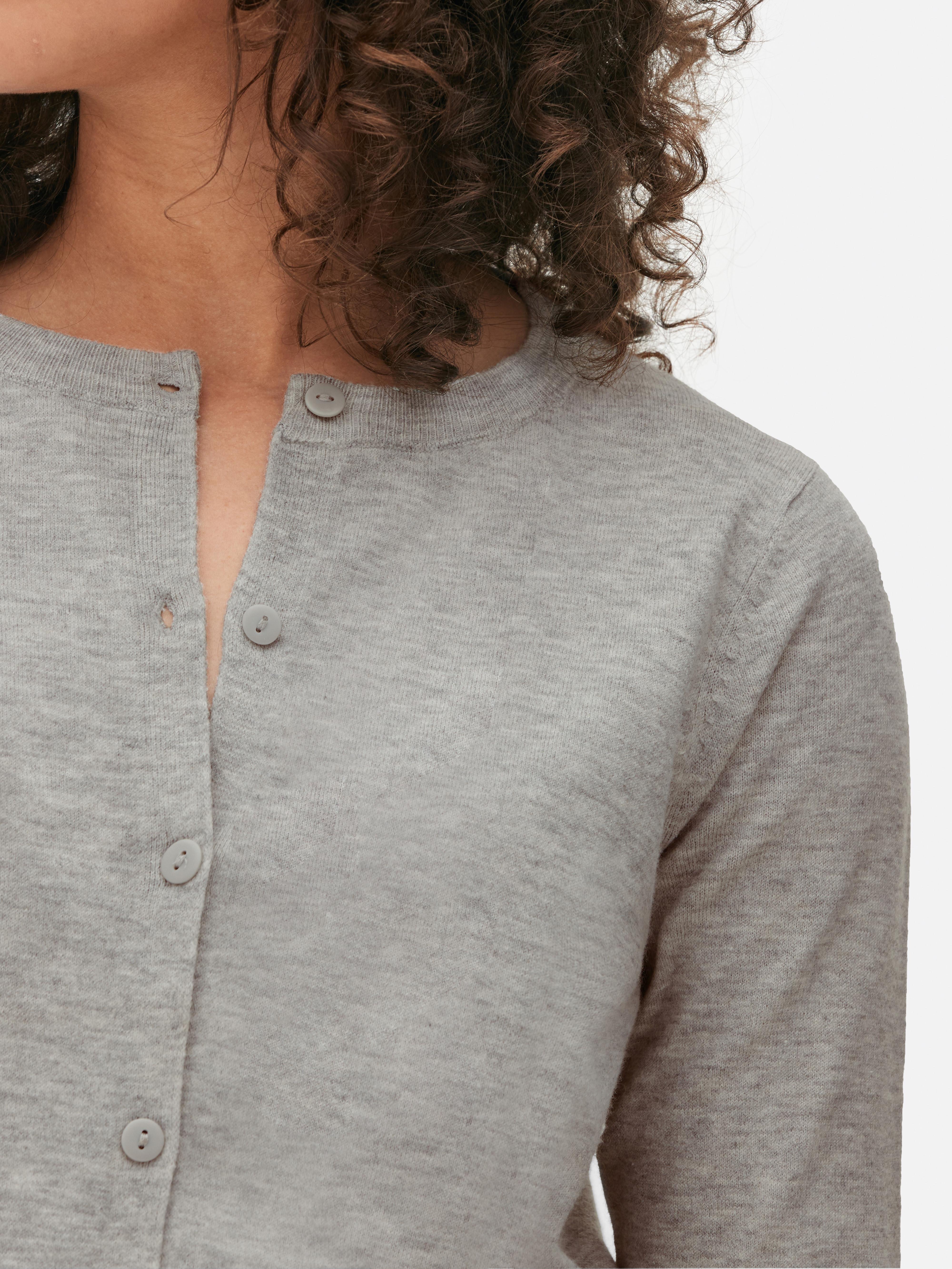 Womens Grey Marl Crew Neck Cardigan | Primark