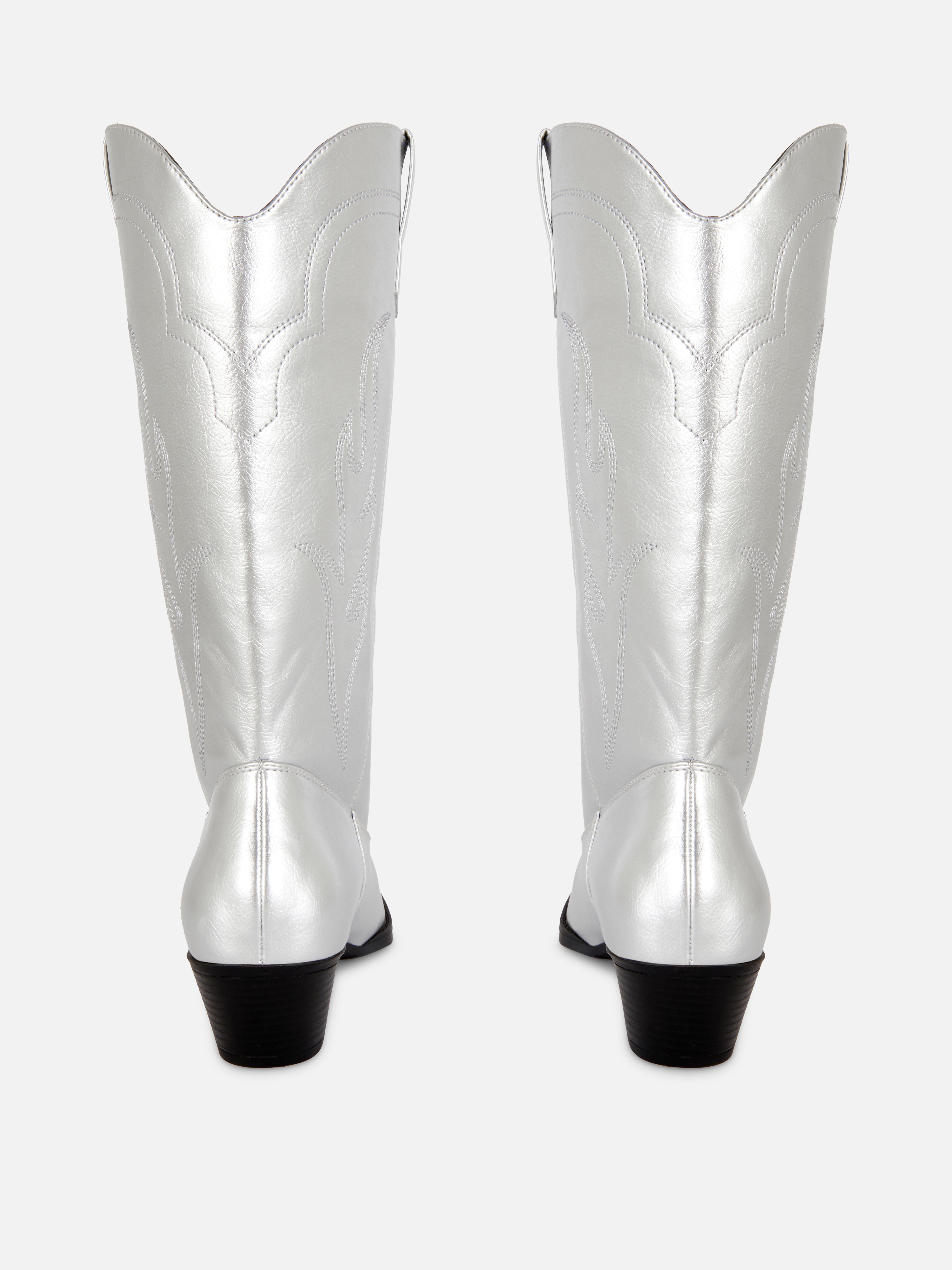 Faux Leather Cowboy Boots