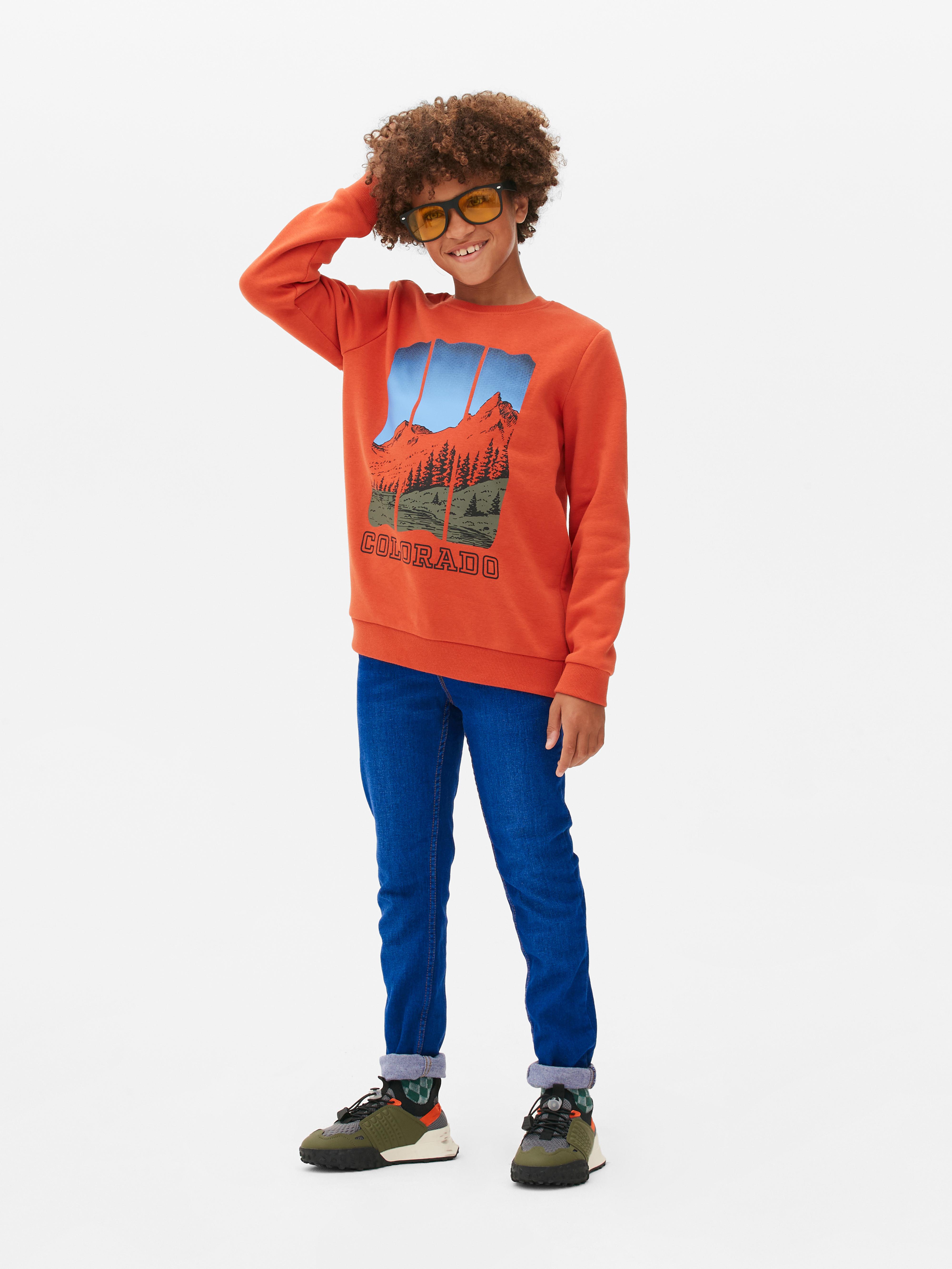 Boys Orange Essential Crew Neck Sweatshirt