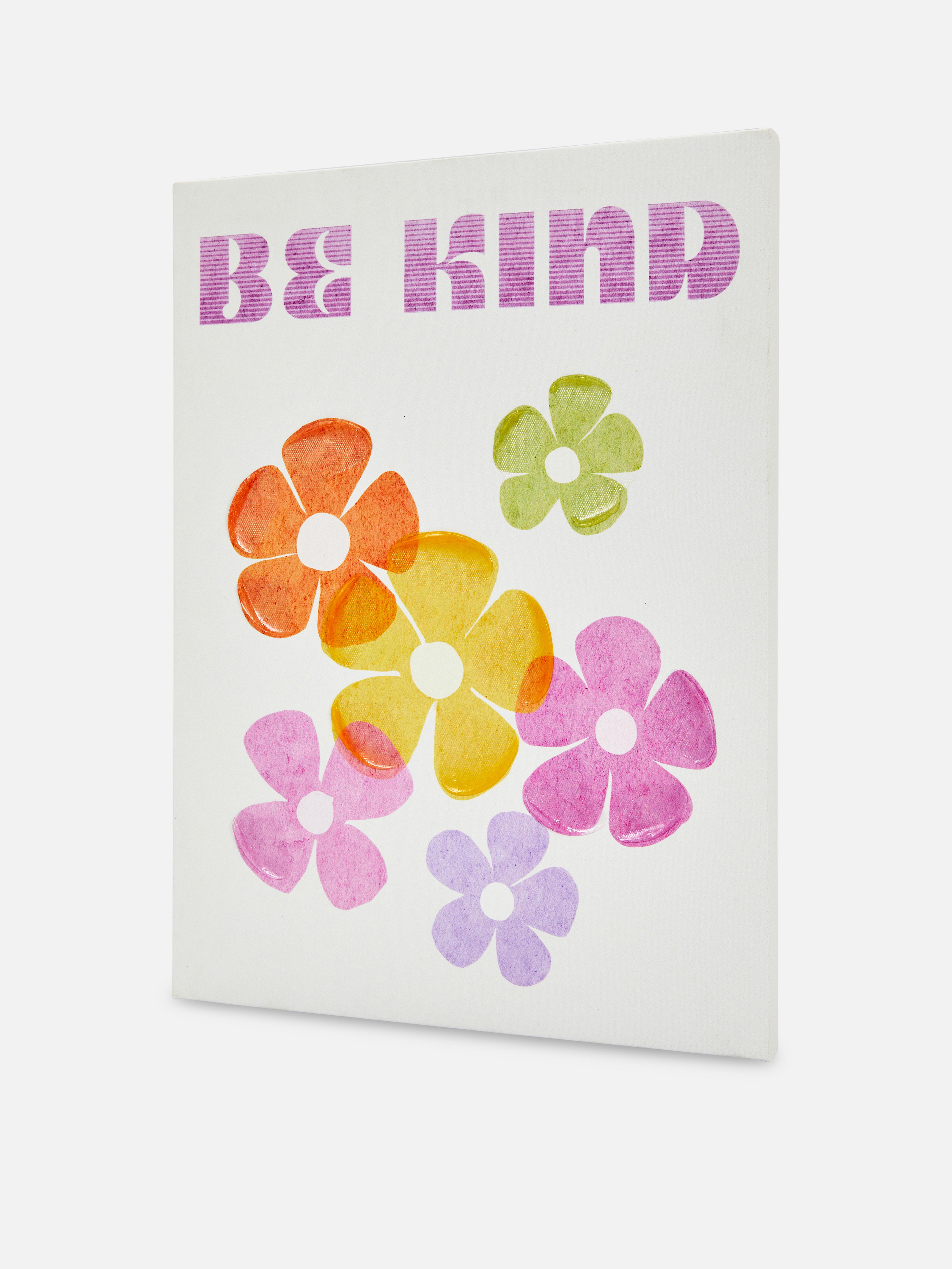Be Kind Flower Wall Art Canvas