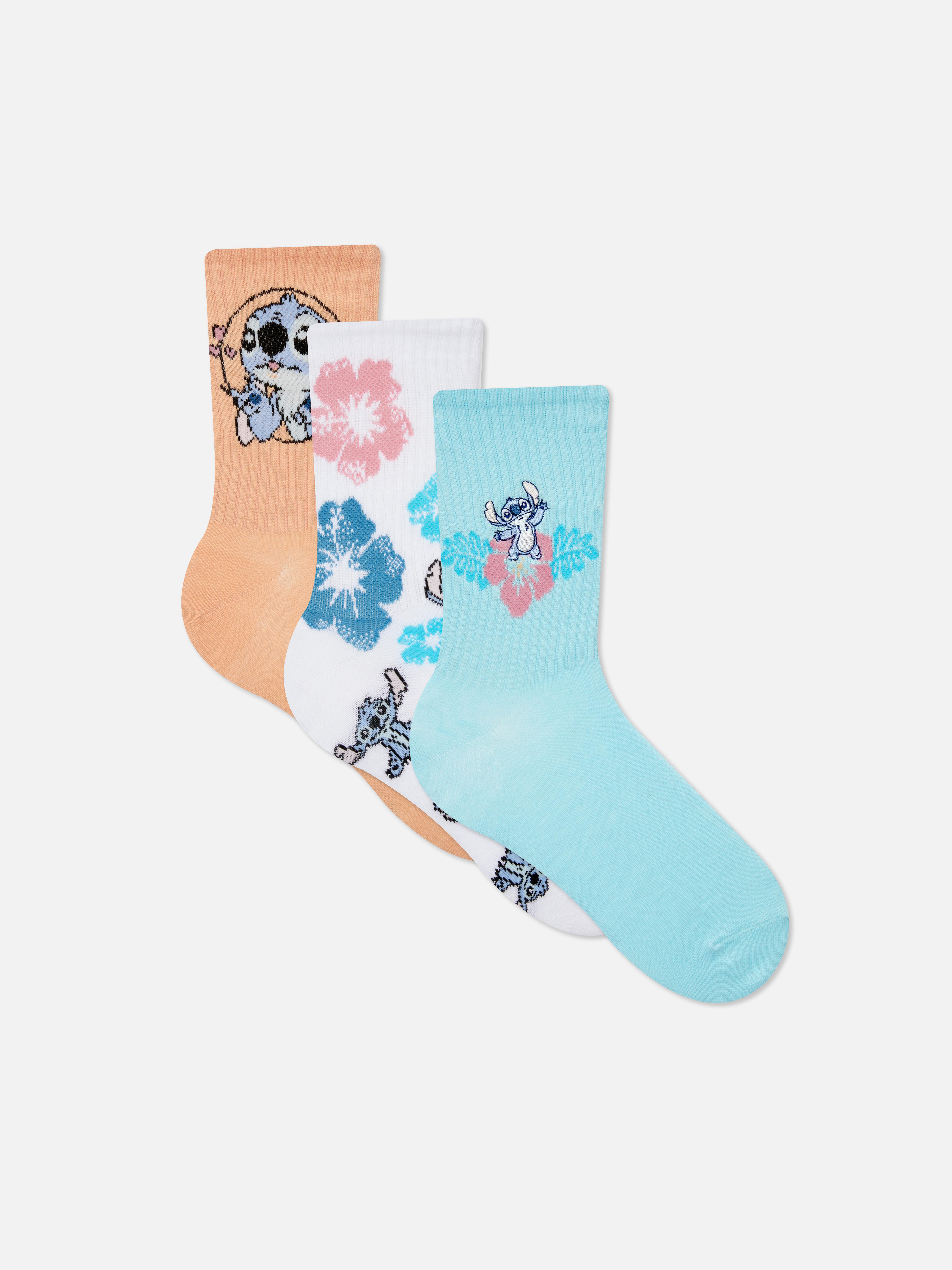 3pk Lilo & Stitch Tropical Crew Socks