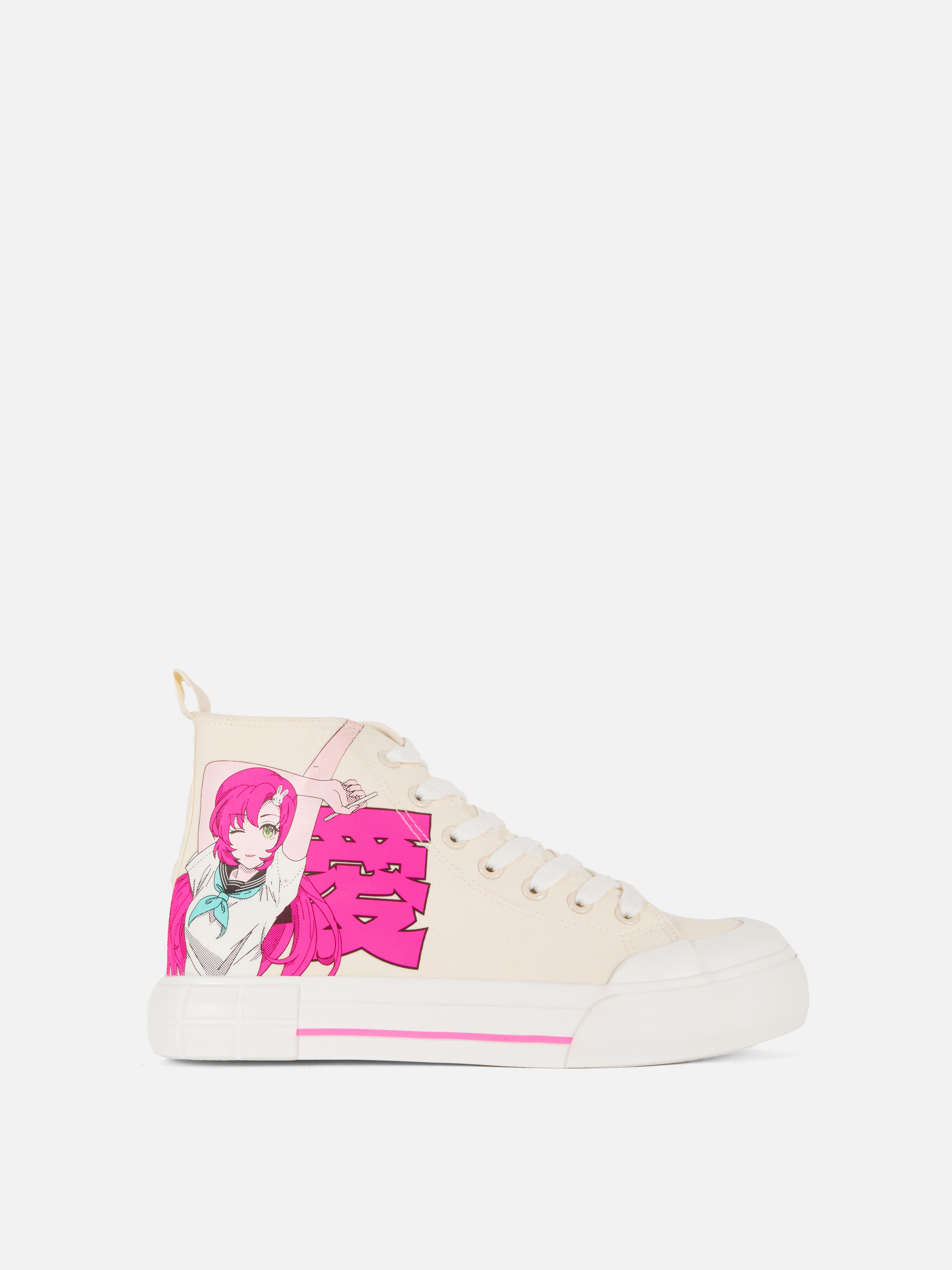 High-Top-Sneakers mit Anime-Print