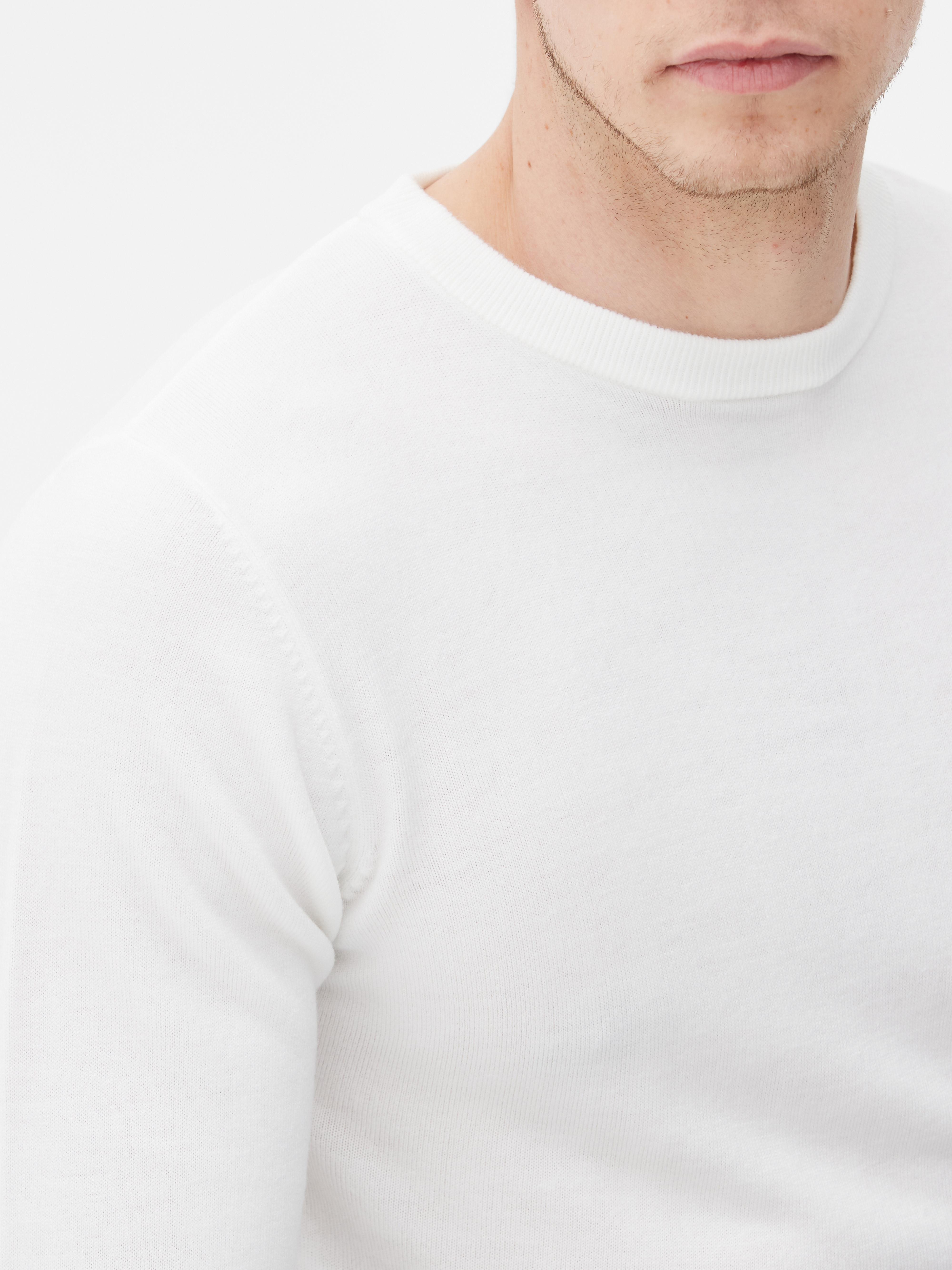 Mens White Essential Fine Knit Jumper Primark