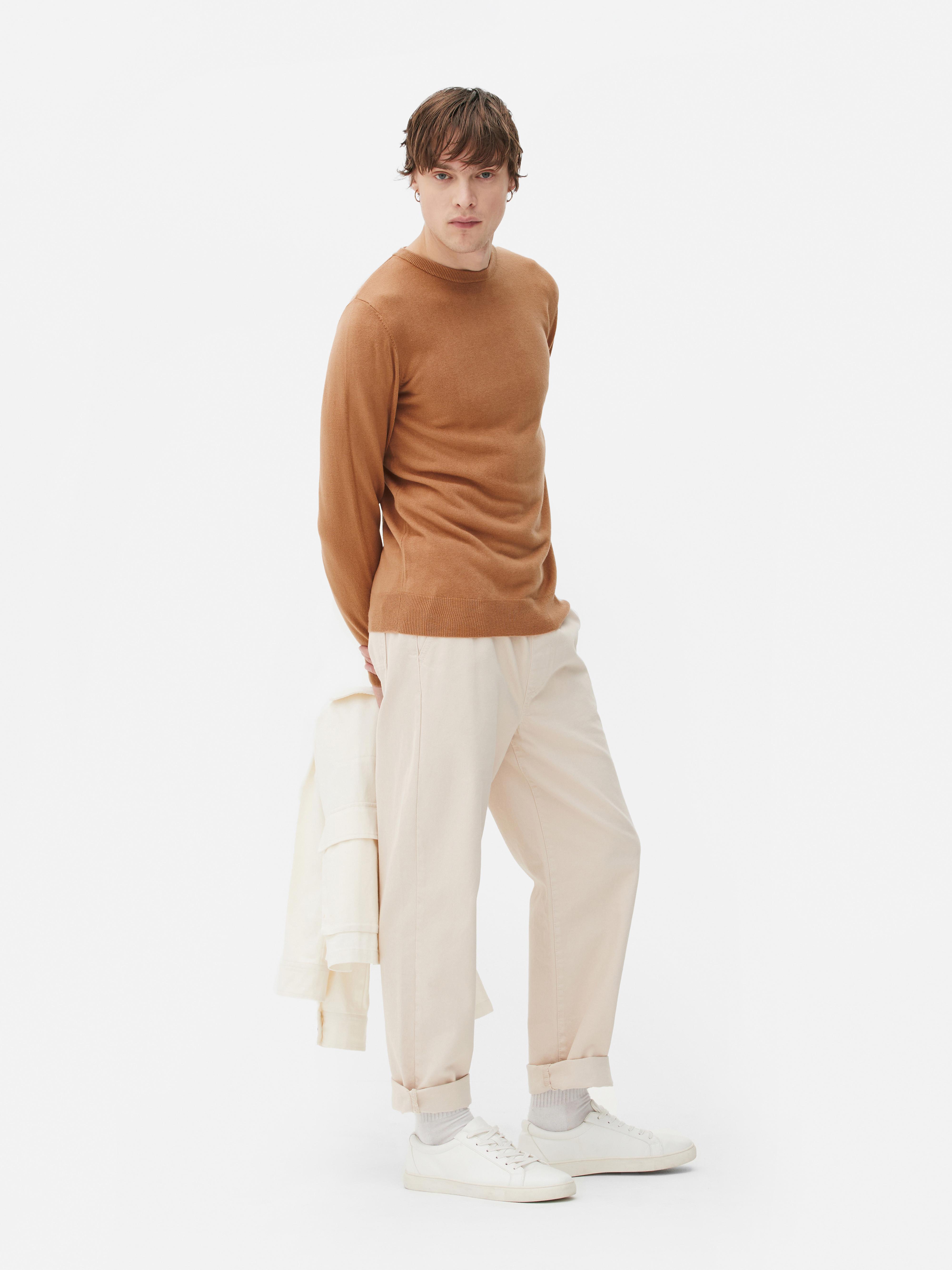 Camel fine knit jumper sale