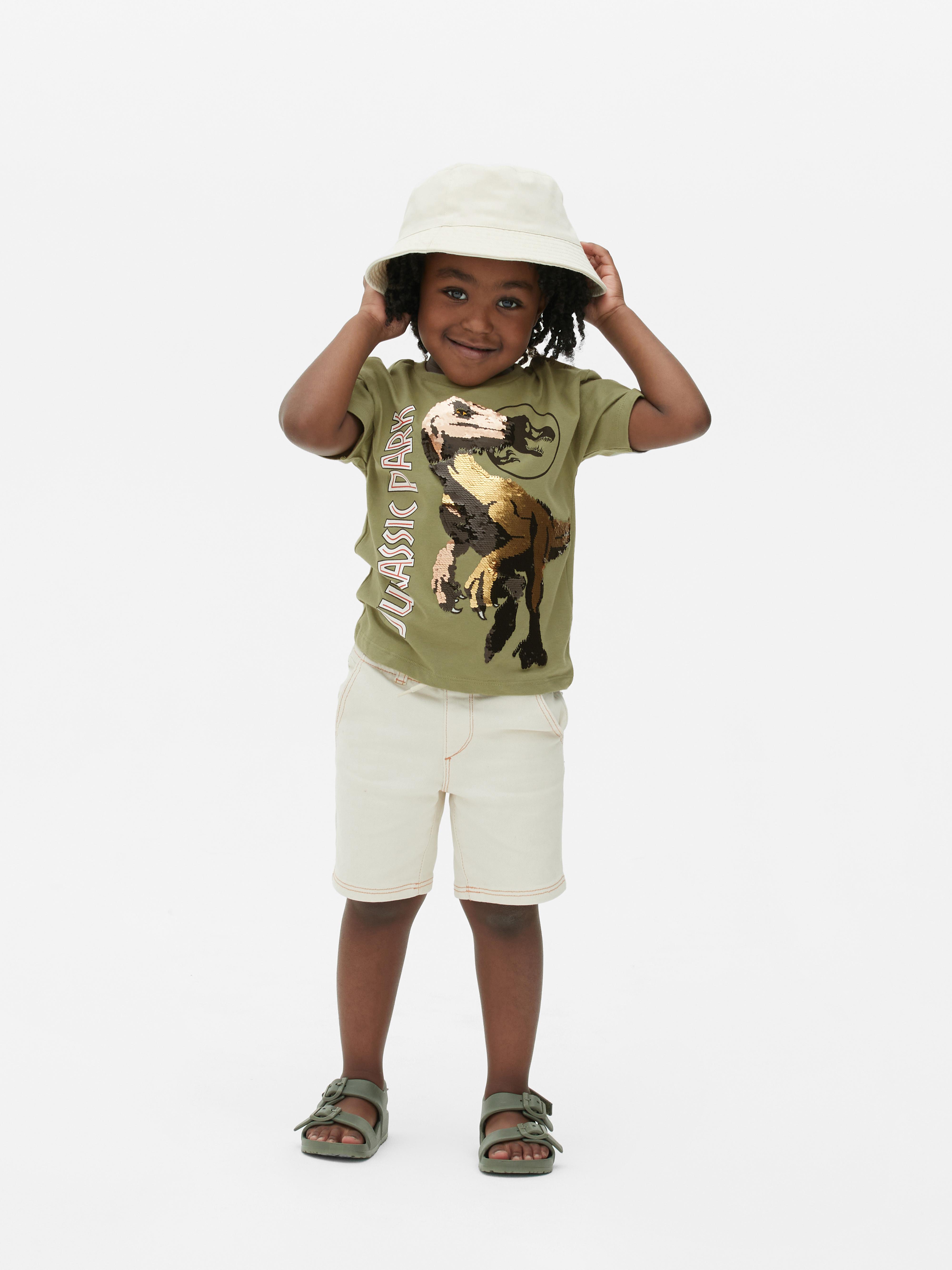 „Jurassic Park Dinosaur“ Pailletten T Shirt Khakifarben