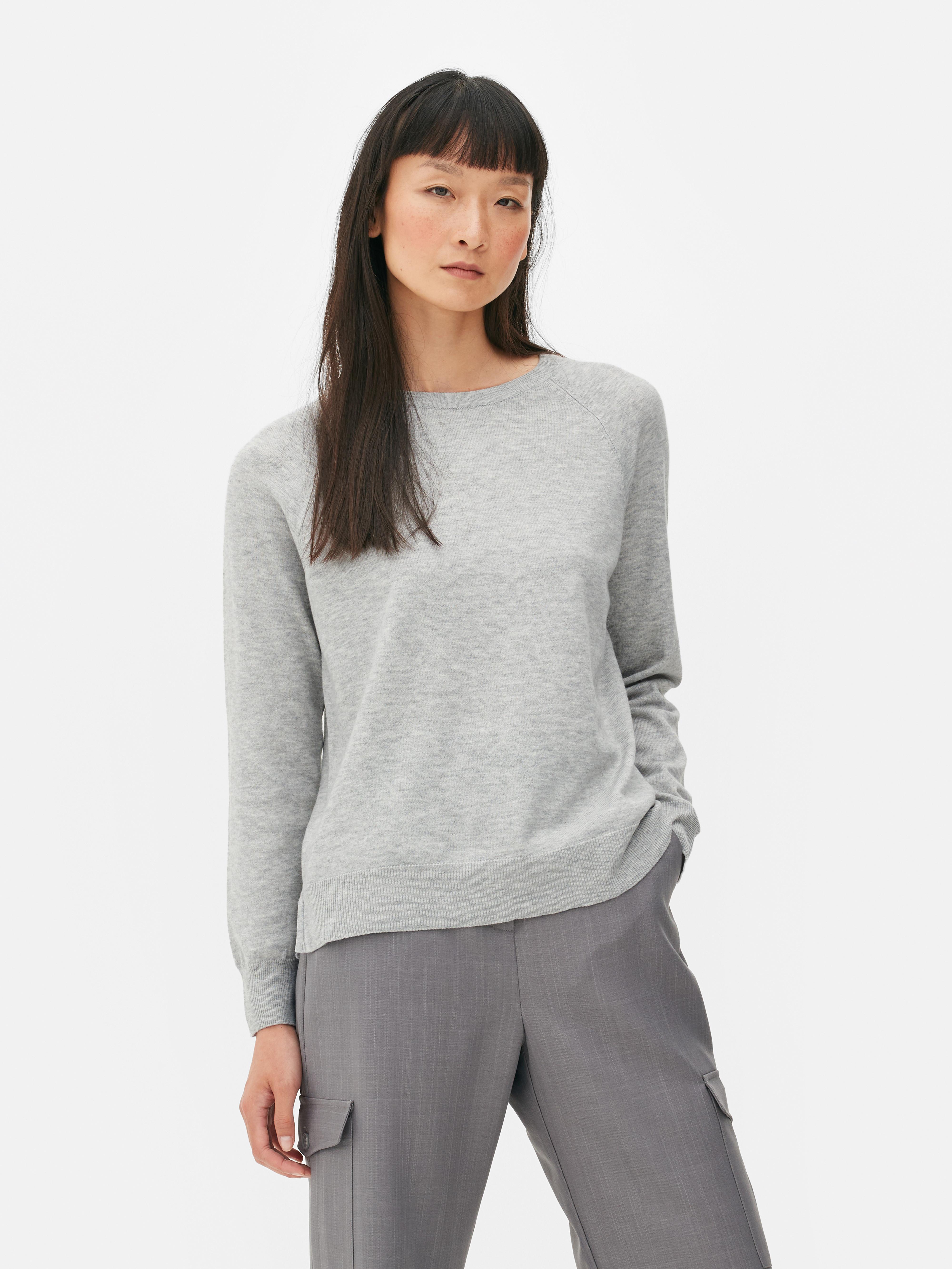 Primark Shop Online Women's Casual Tops Crew Neck Stripes Colour Block T- Shirts Loose Fit Pullover Silver Top, gray, M : : Fashion